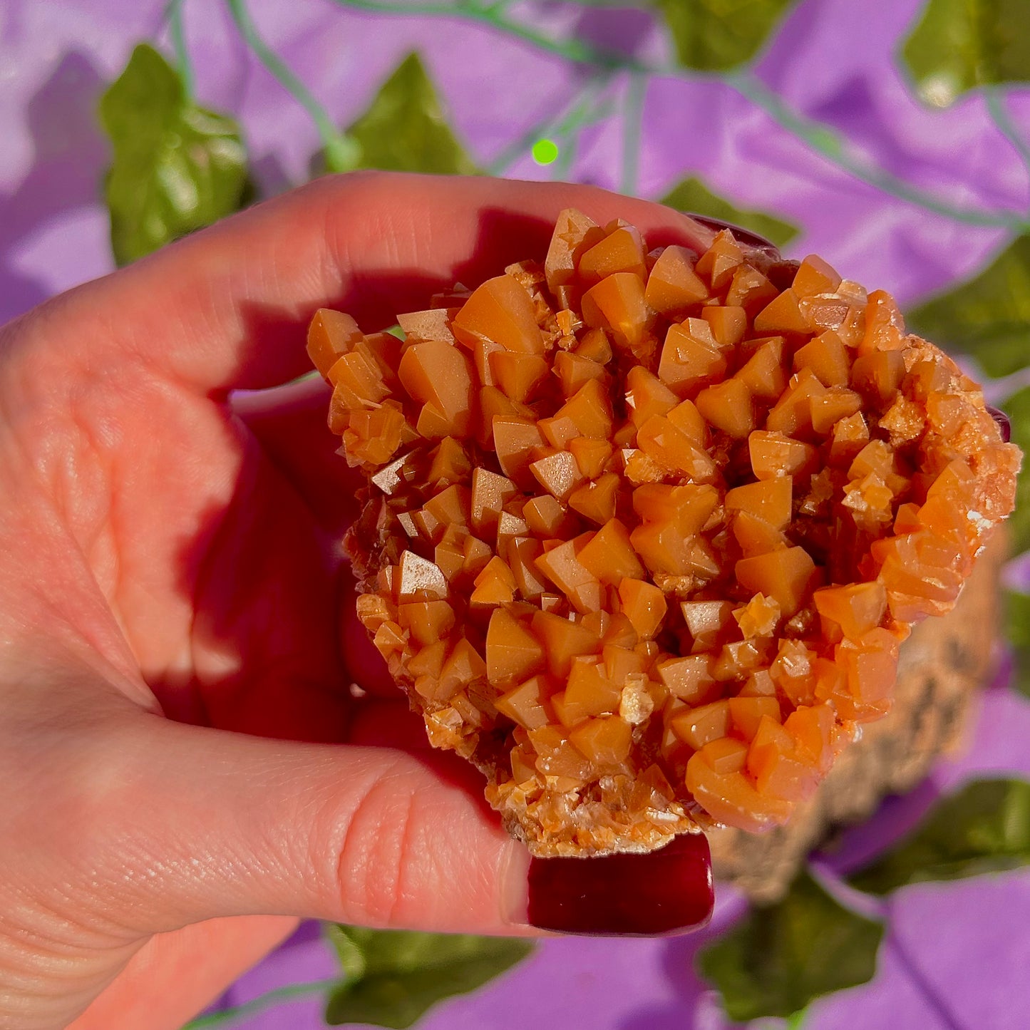 orange calcite cluster specimen C