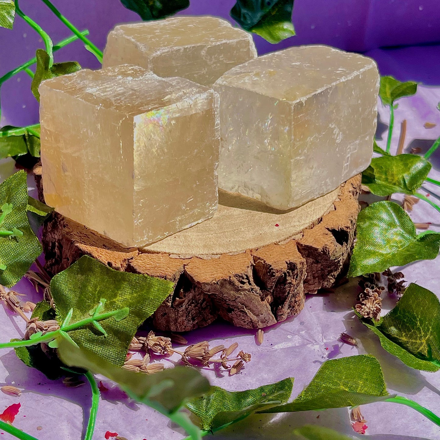 optical golden calcite natural rhombohedrons ~ medium