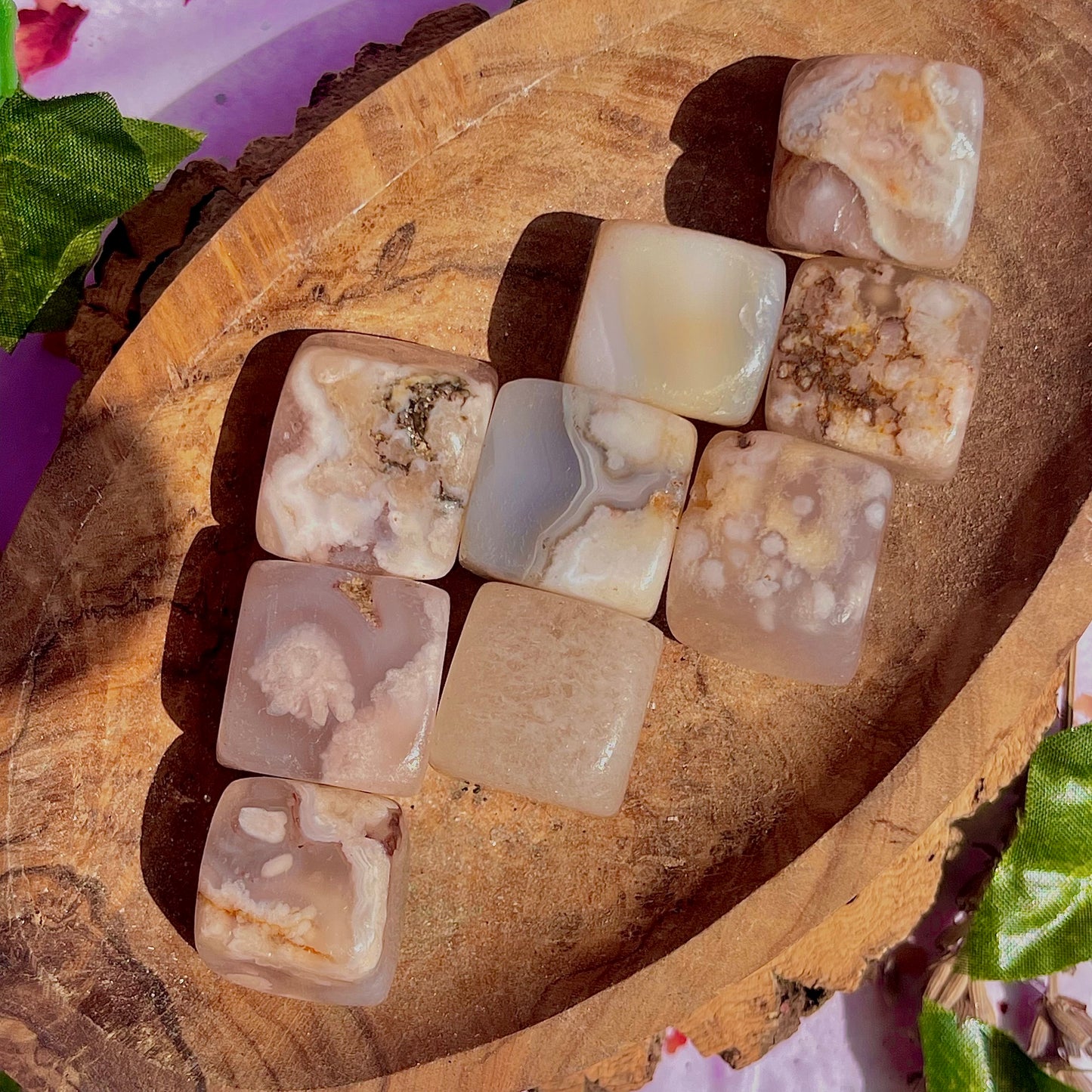 flower agate cubes