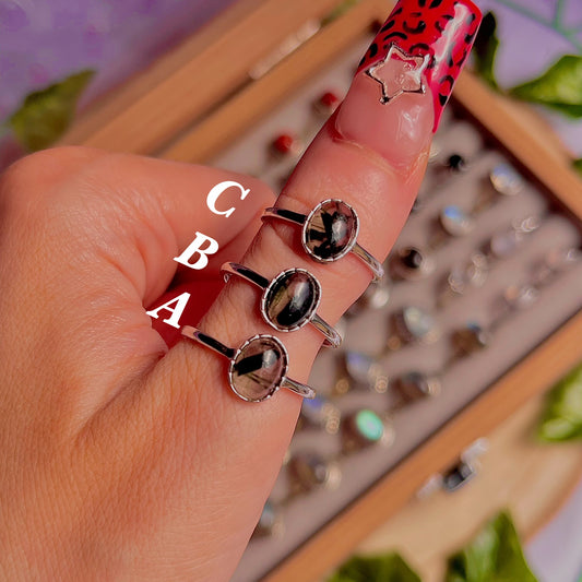 green rutile quartz ~ 925 sterling silver adjustable rings / choose your own