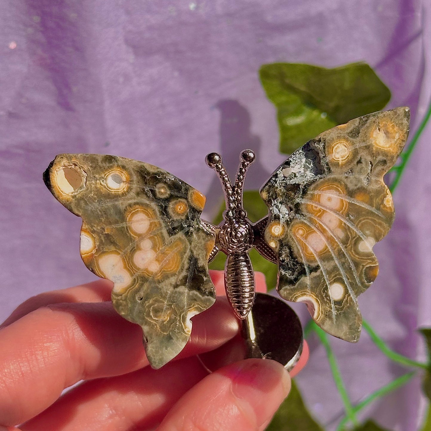 sea jasper butterflies on stand & dragon fly carving ~ choose your own