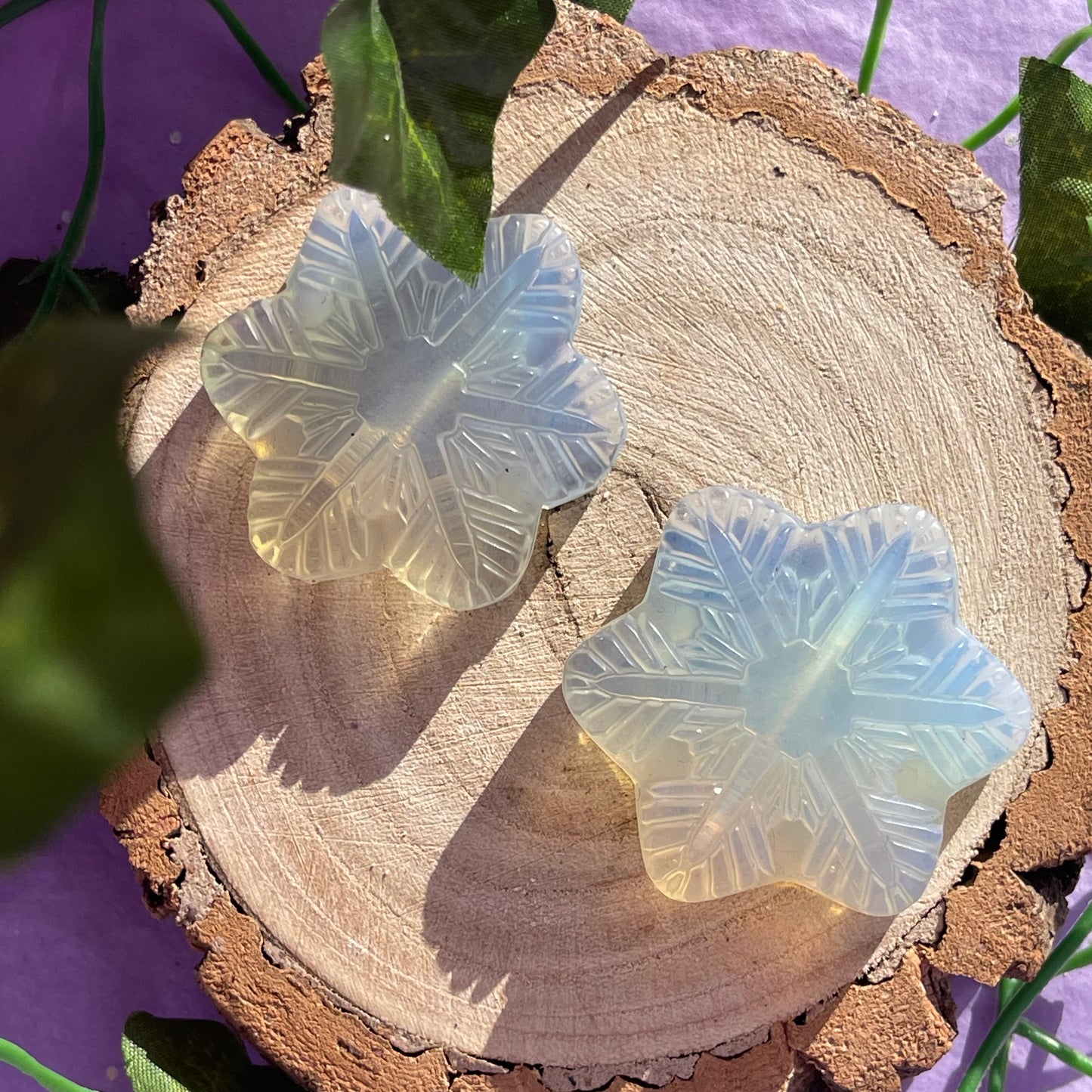 opalite snowflake carving