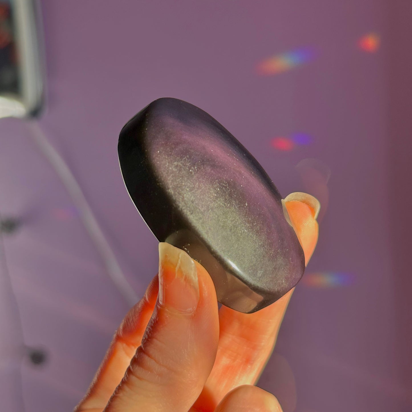 rainbow obsidian palm stone ~ intuitively chosen