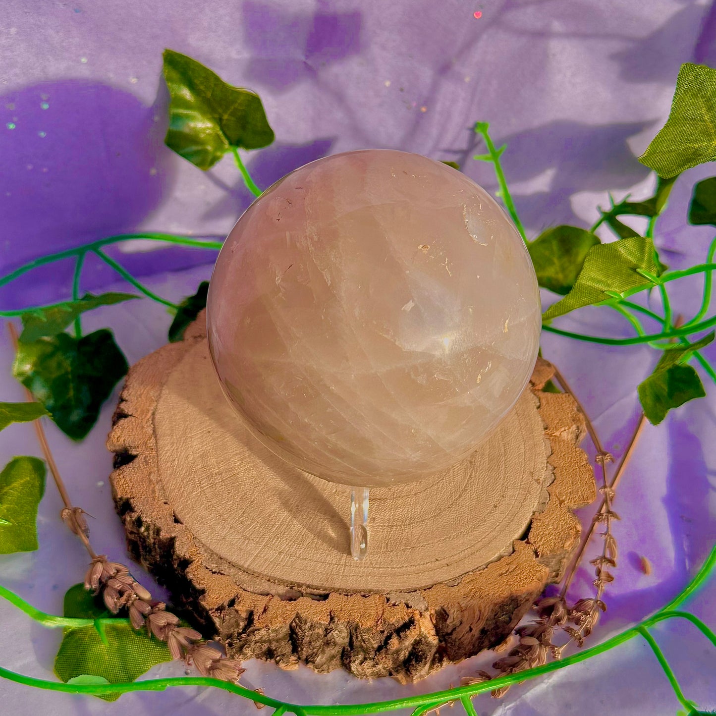 sphère de quartz rose bleu ~ 626g