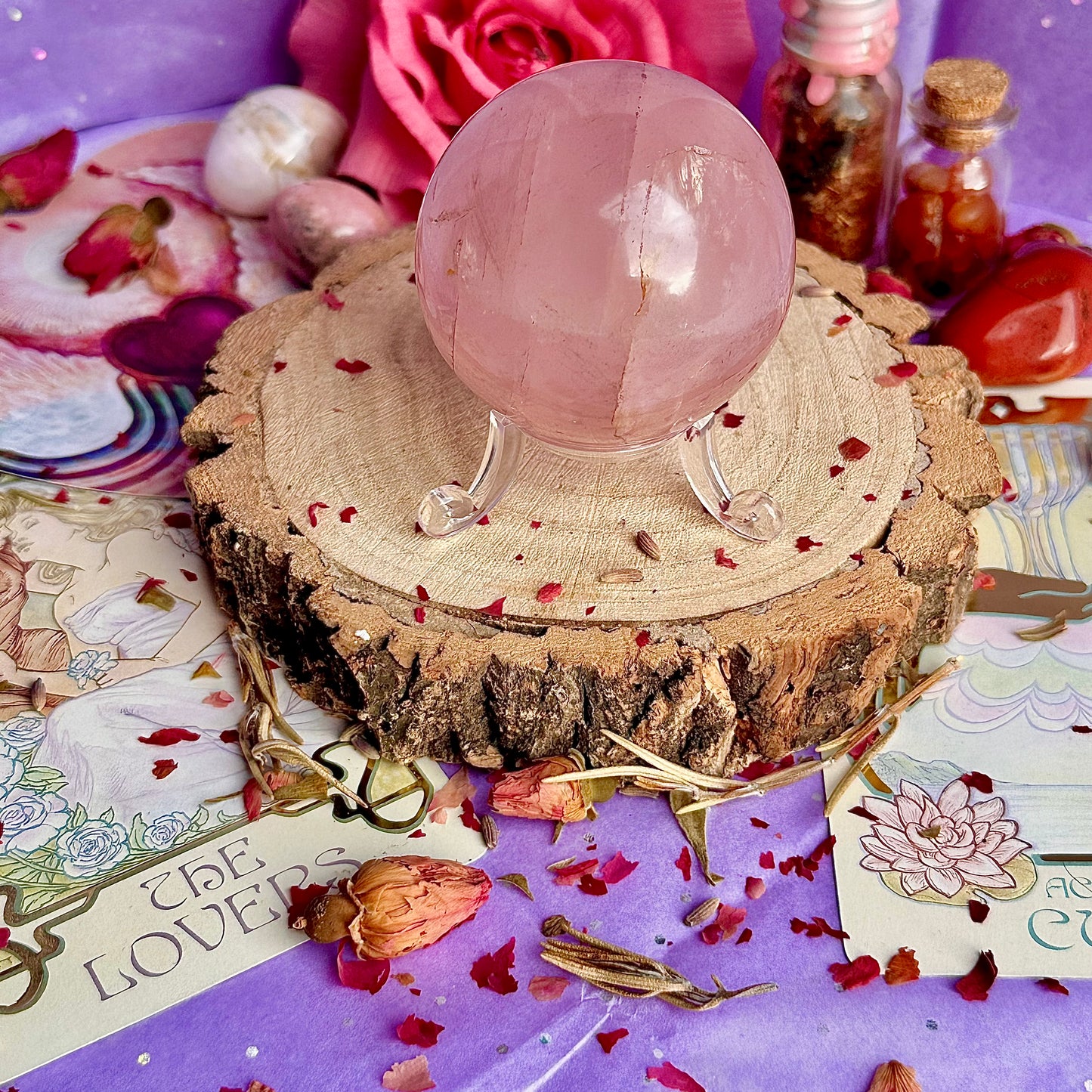 starlight asterism rose quartz sphere A