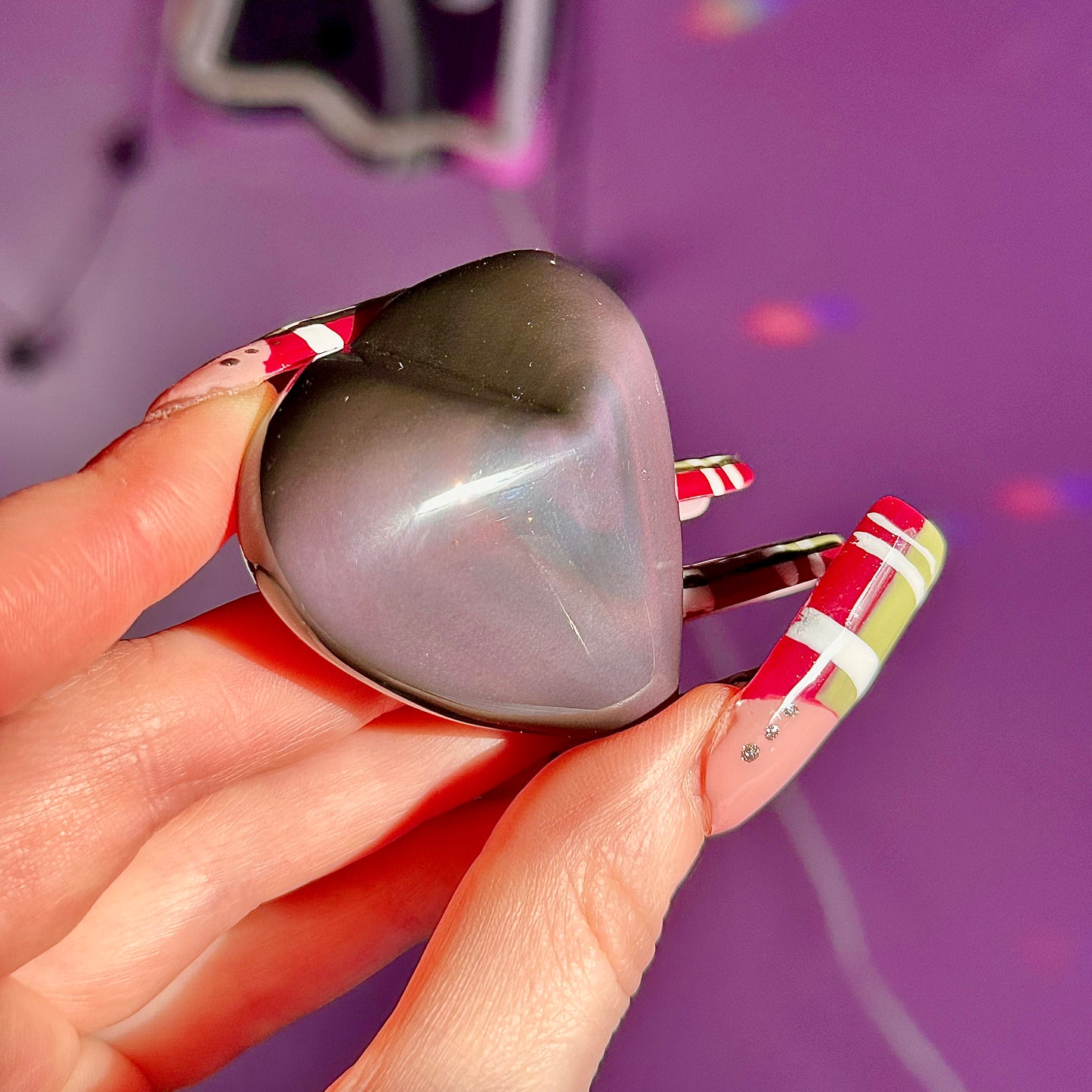 rainbow obsidian heart carvings A & B