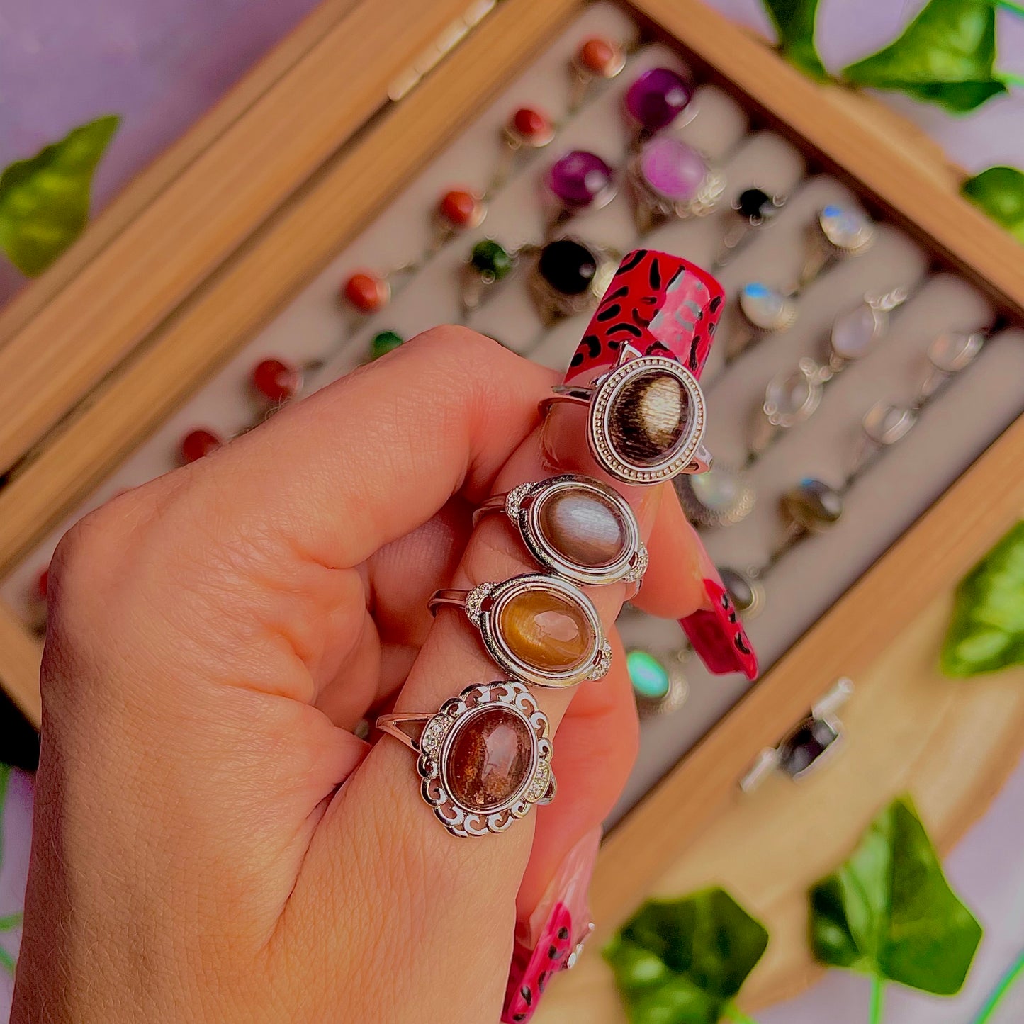 sunstone moonstone ~ 925 sterling silver adjustable rings / choose your own