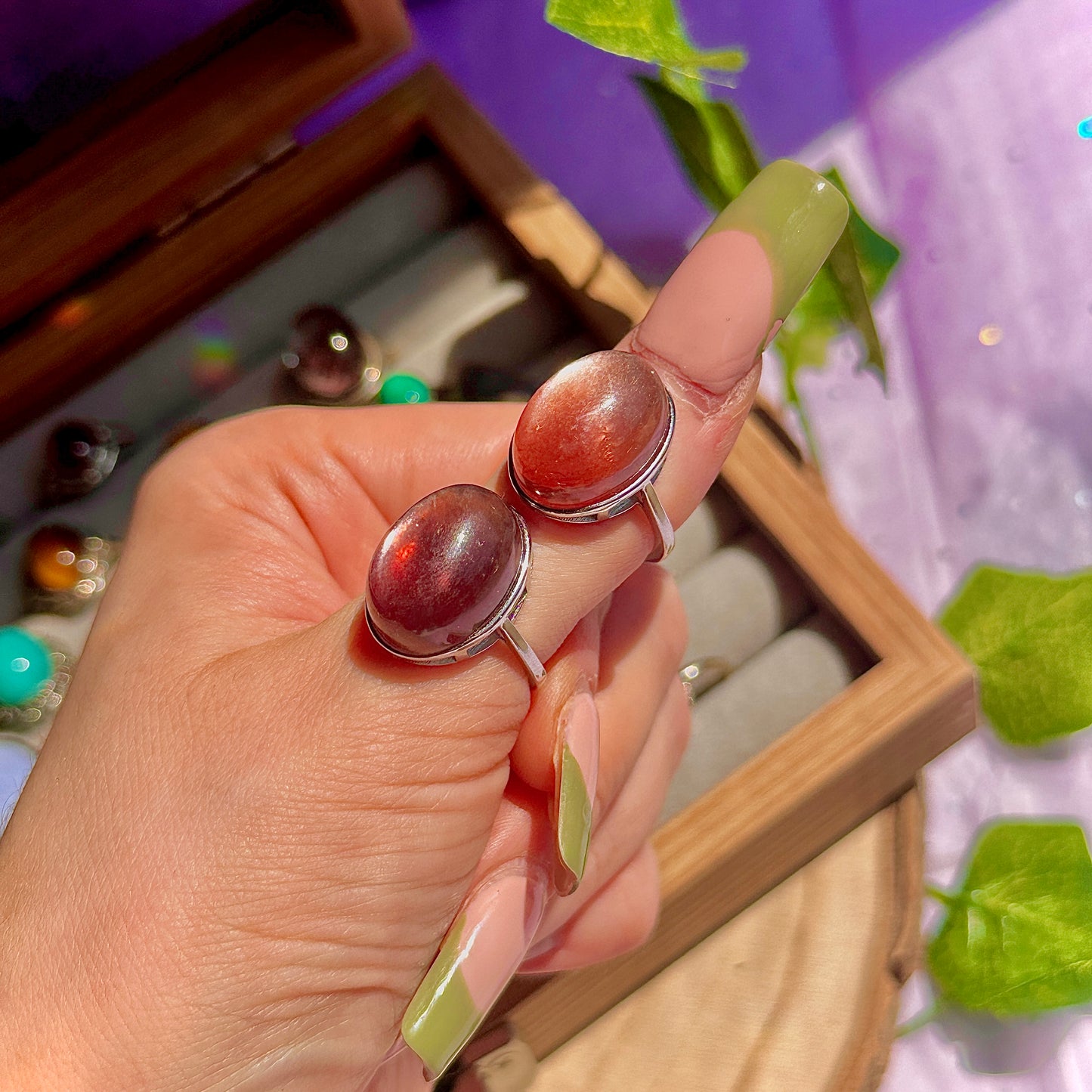 red lepidolite 925 sterling silver adjustable ring