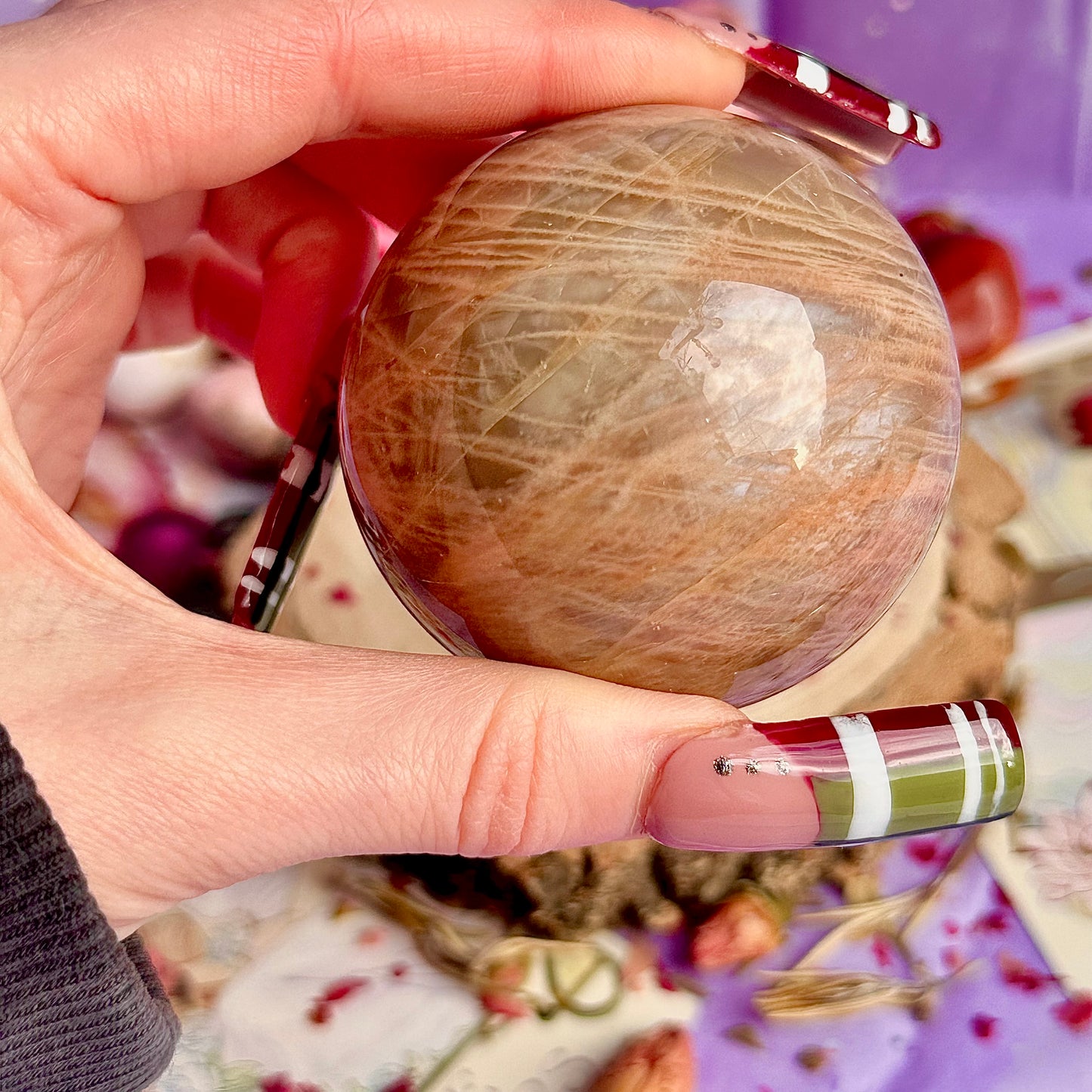 sphère de pierre de lune rose A