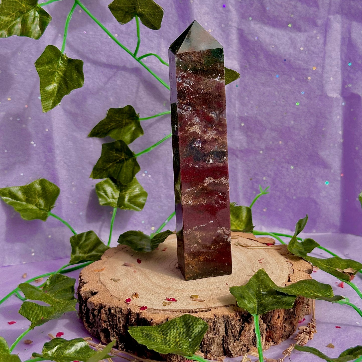 red moss agate tower