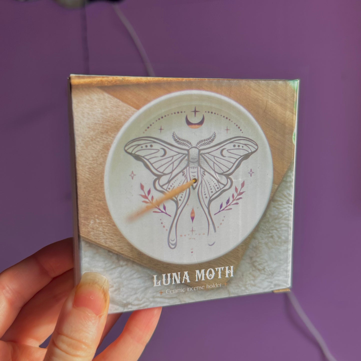 luna moth ceramic incense holder