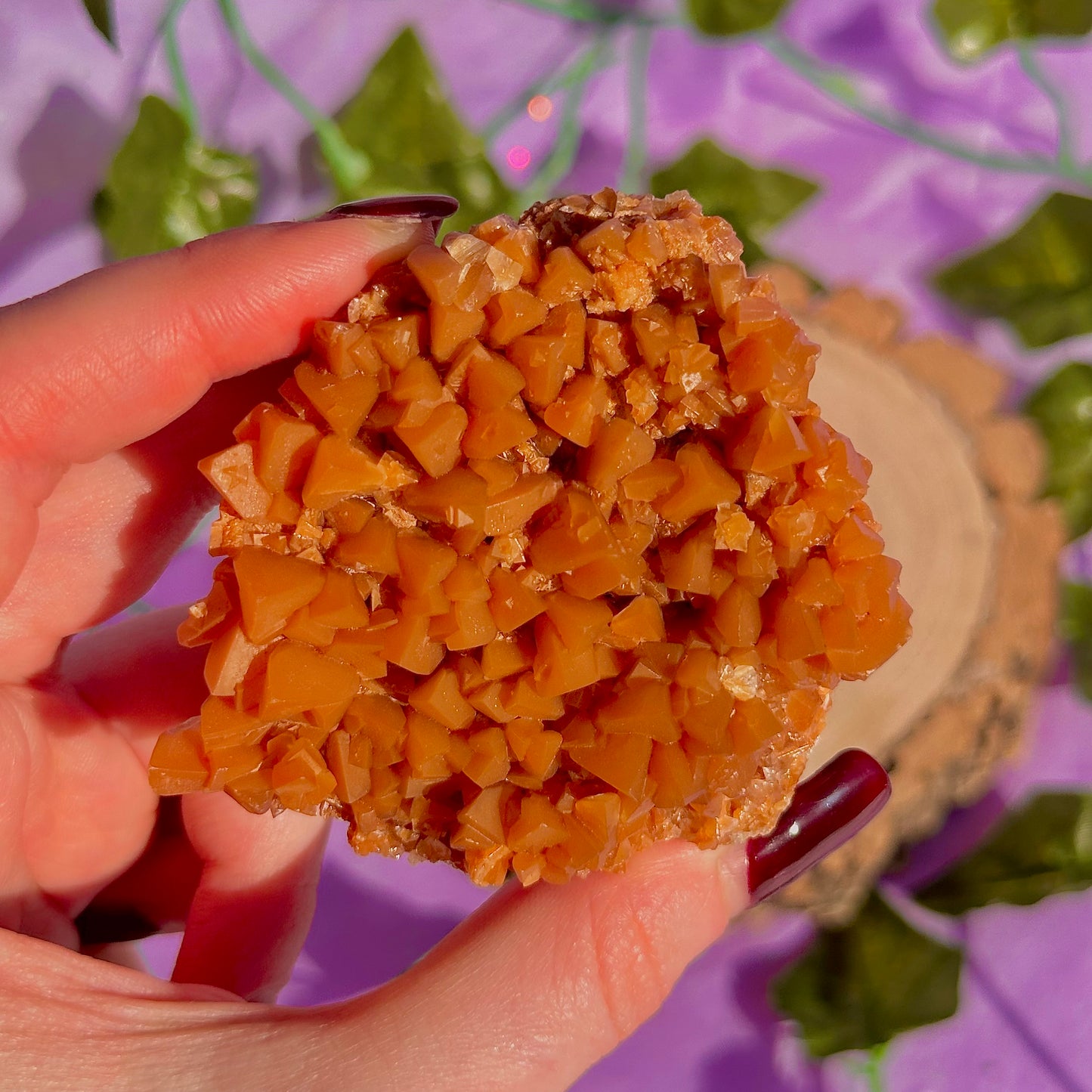 orange calcite cluster specimen C