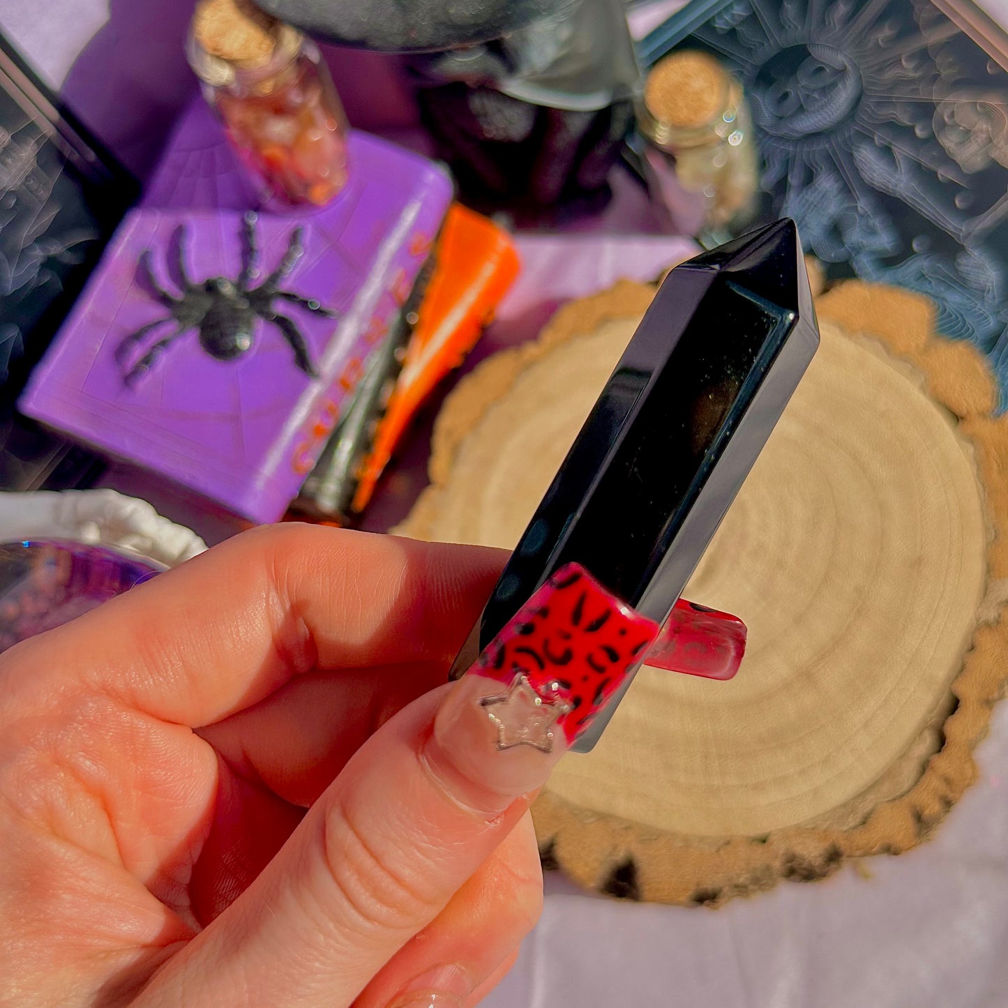 black obsidian point