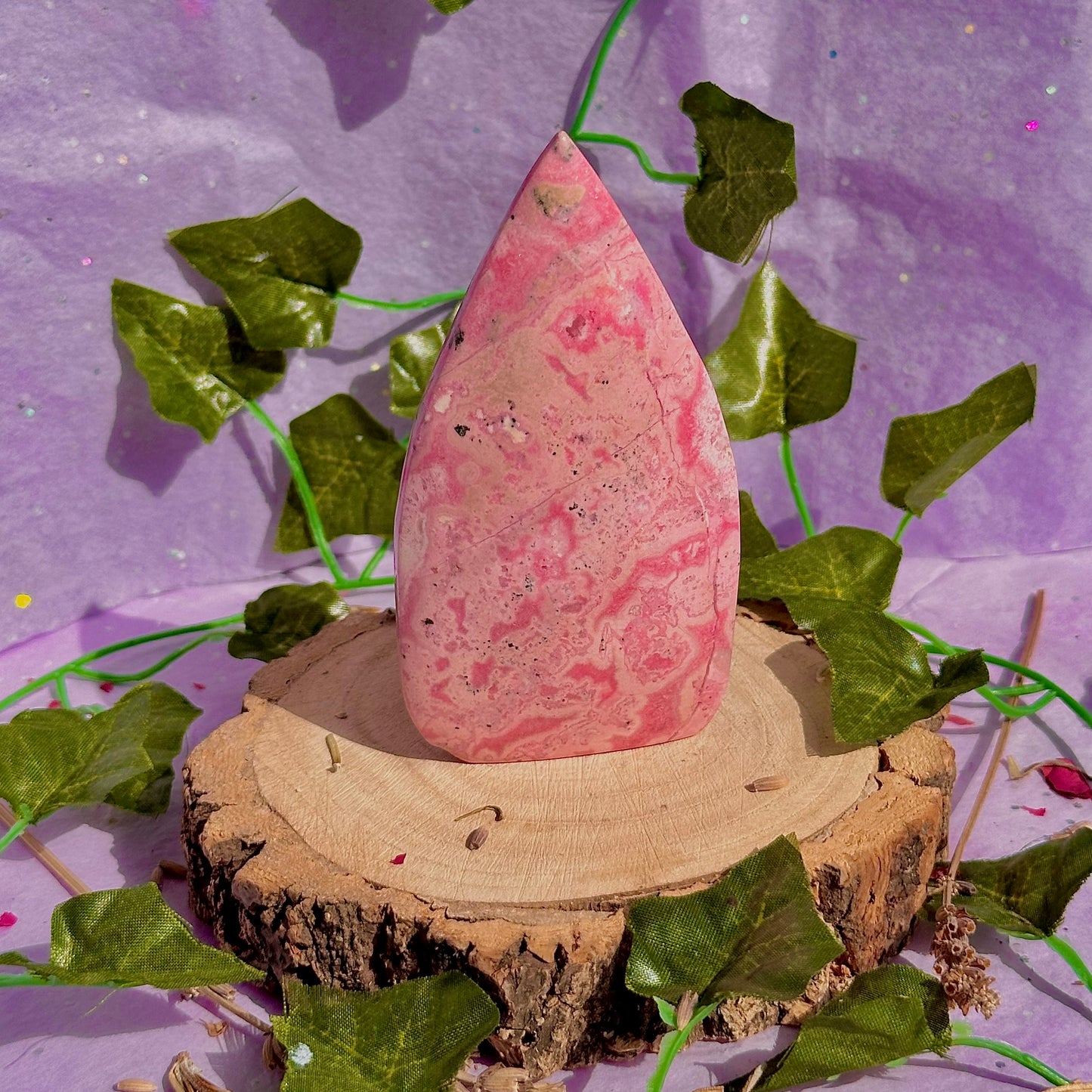 peruvian rhodonite teardrop carving