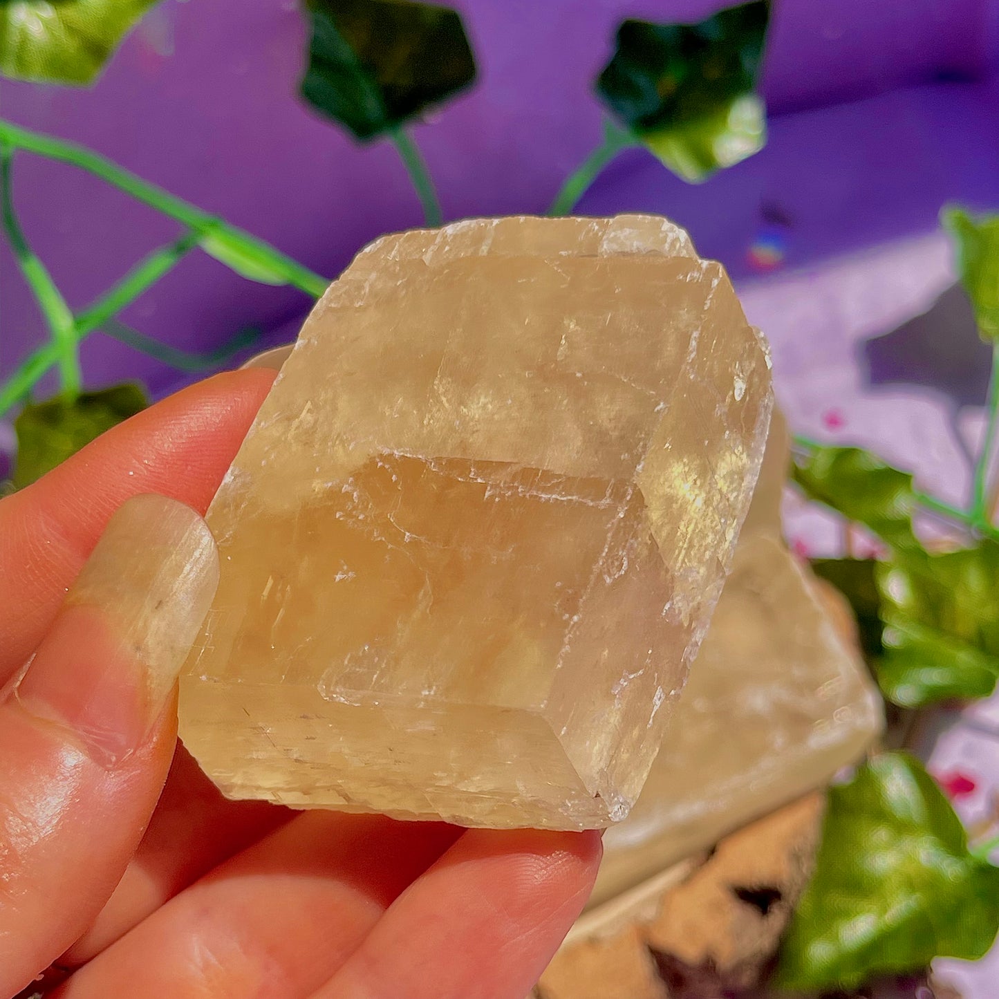 optical golden calcite natural rhombohedrons ~ small
