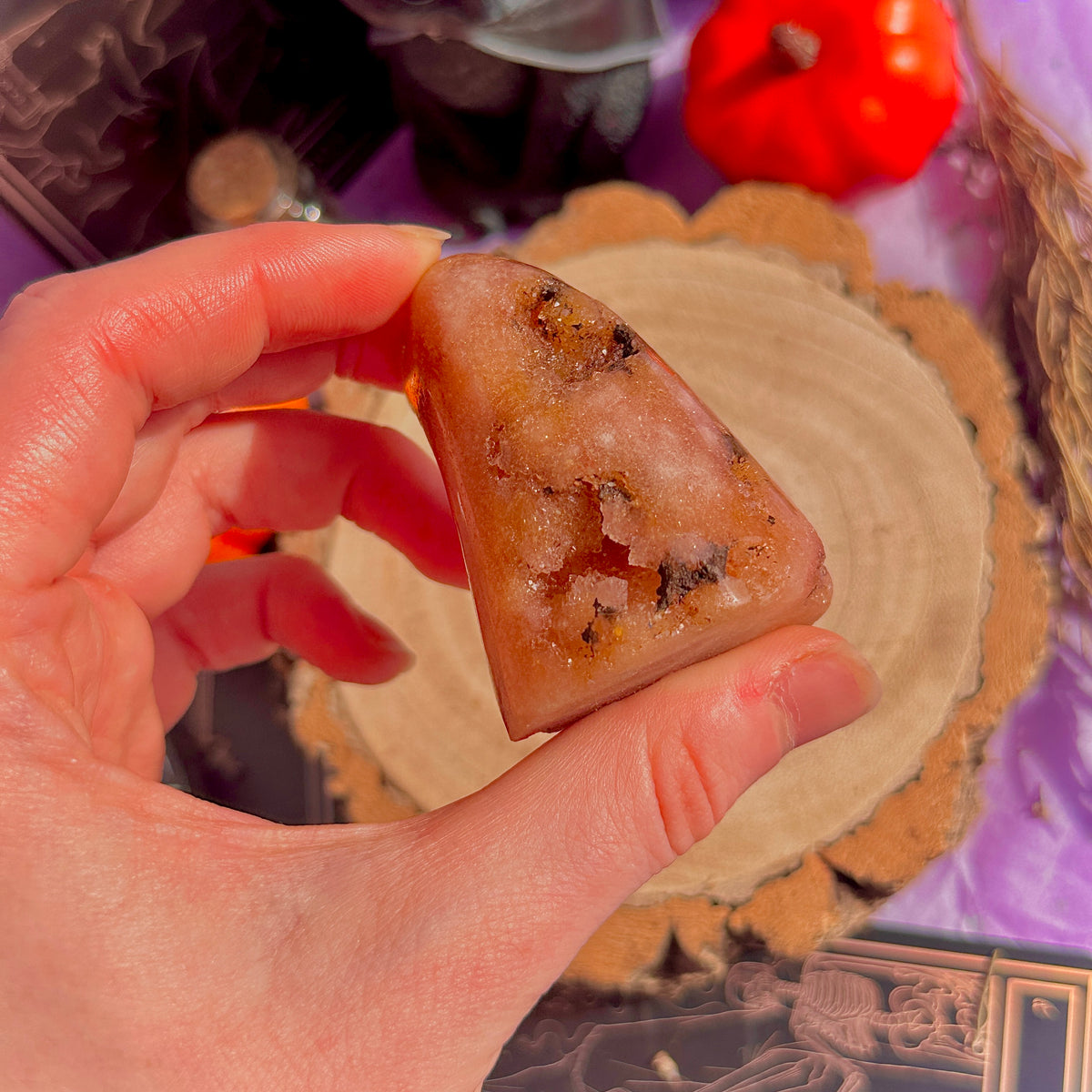 pink amethyst druzy freeform