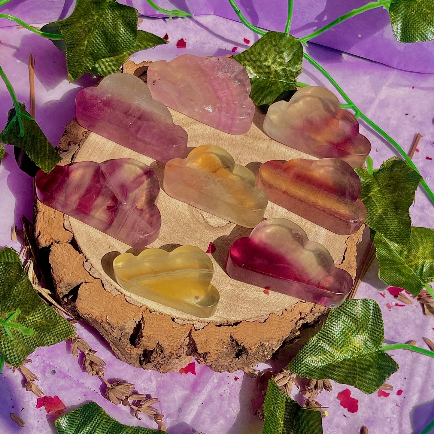 candy rainbow fluorite cloud carvings ~ intuitively chosen