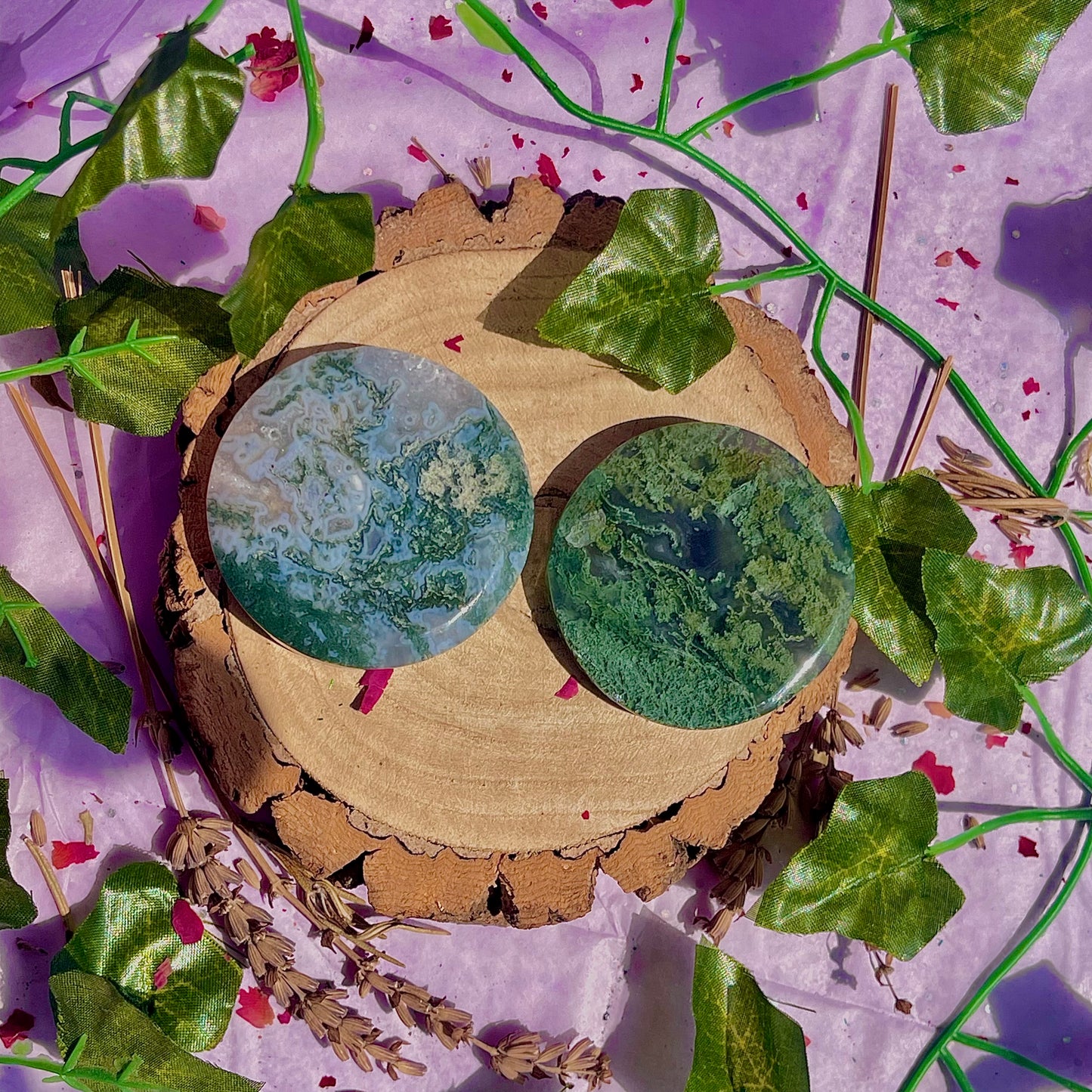 moss agate disc A & B