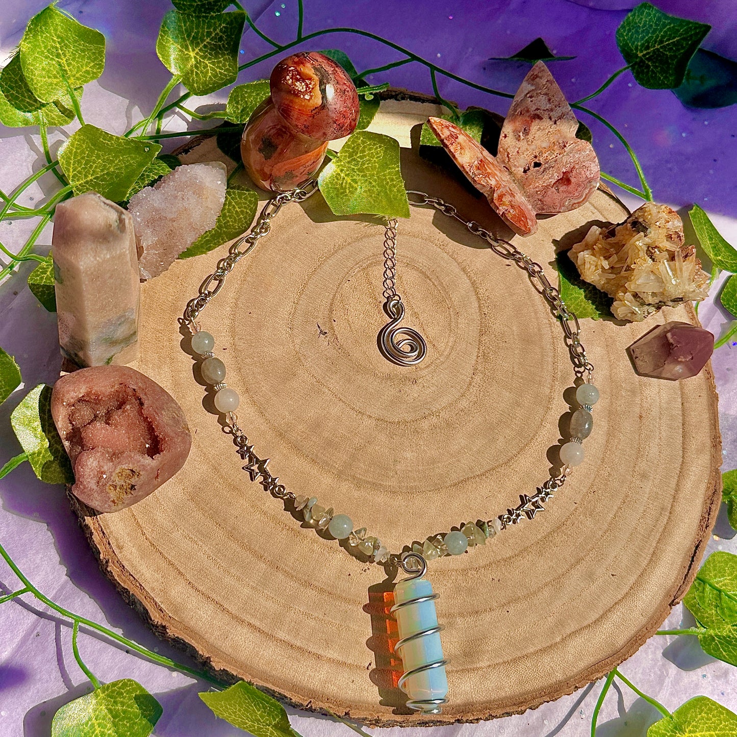 sparkle magick necklace ~ opalite, aquamarine, labradorite, rose quartz, larimar, moonstone, jade