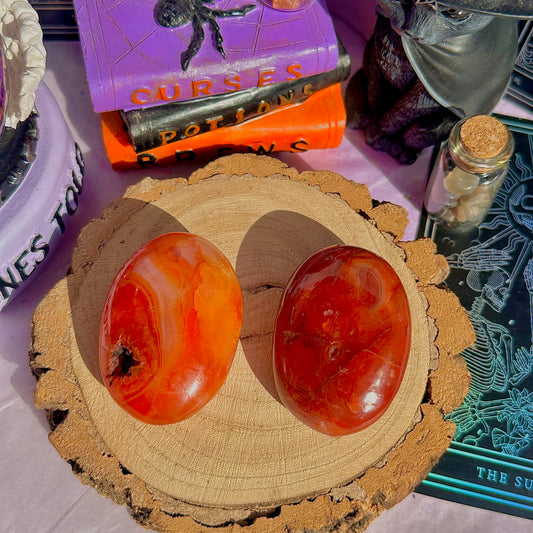 carnelian palm stones ~ intuitively chosen