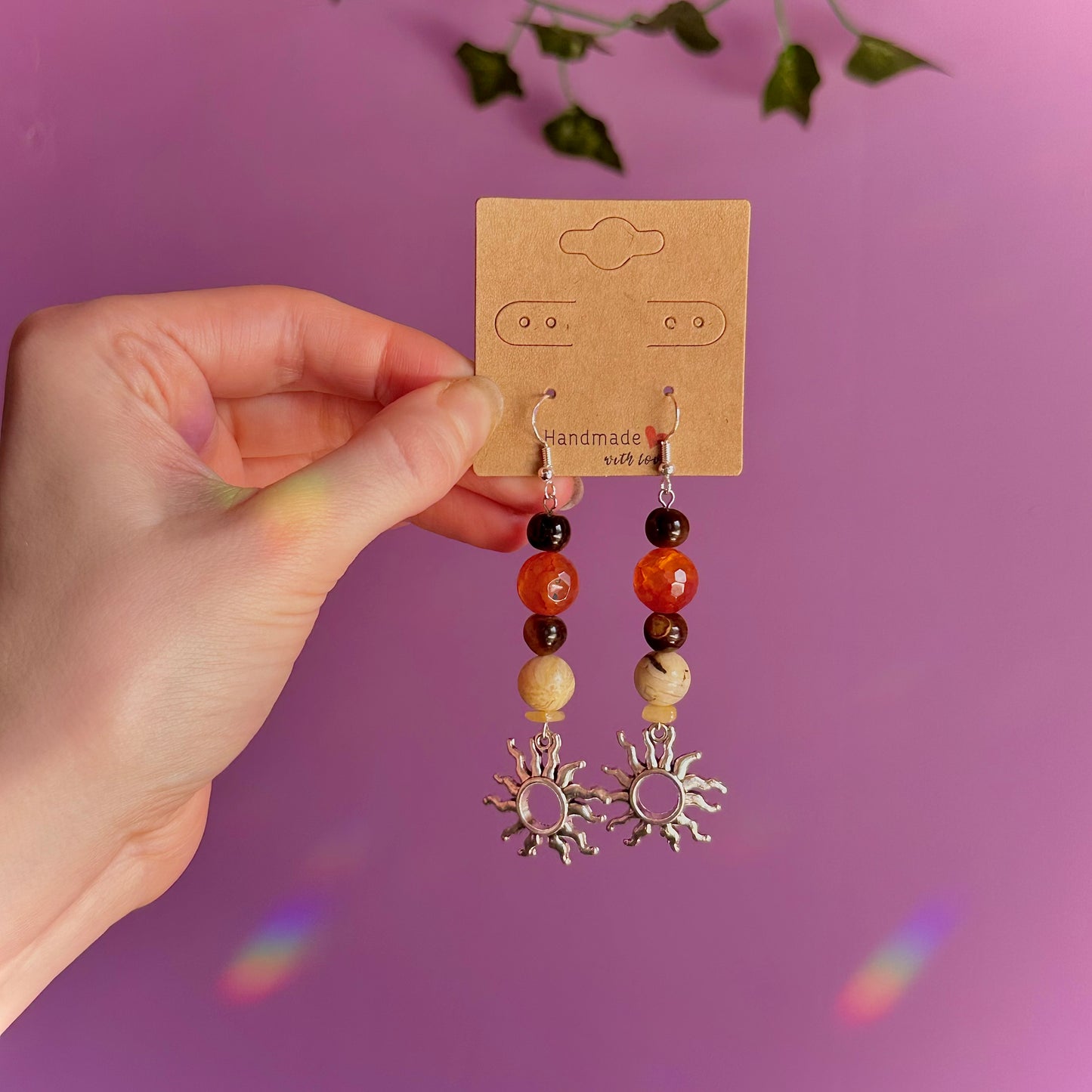 sunny days earrings on 925 hooks ~ tigers eye, crazy lace agate, carnelian and golden healer