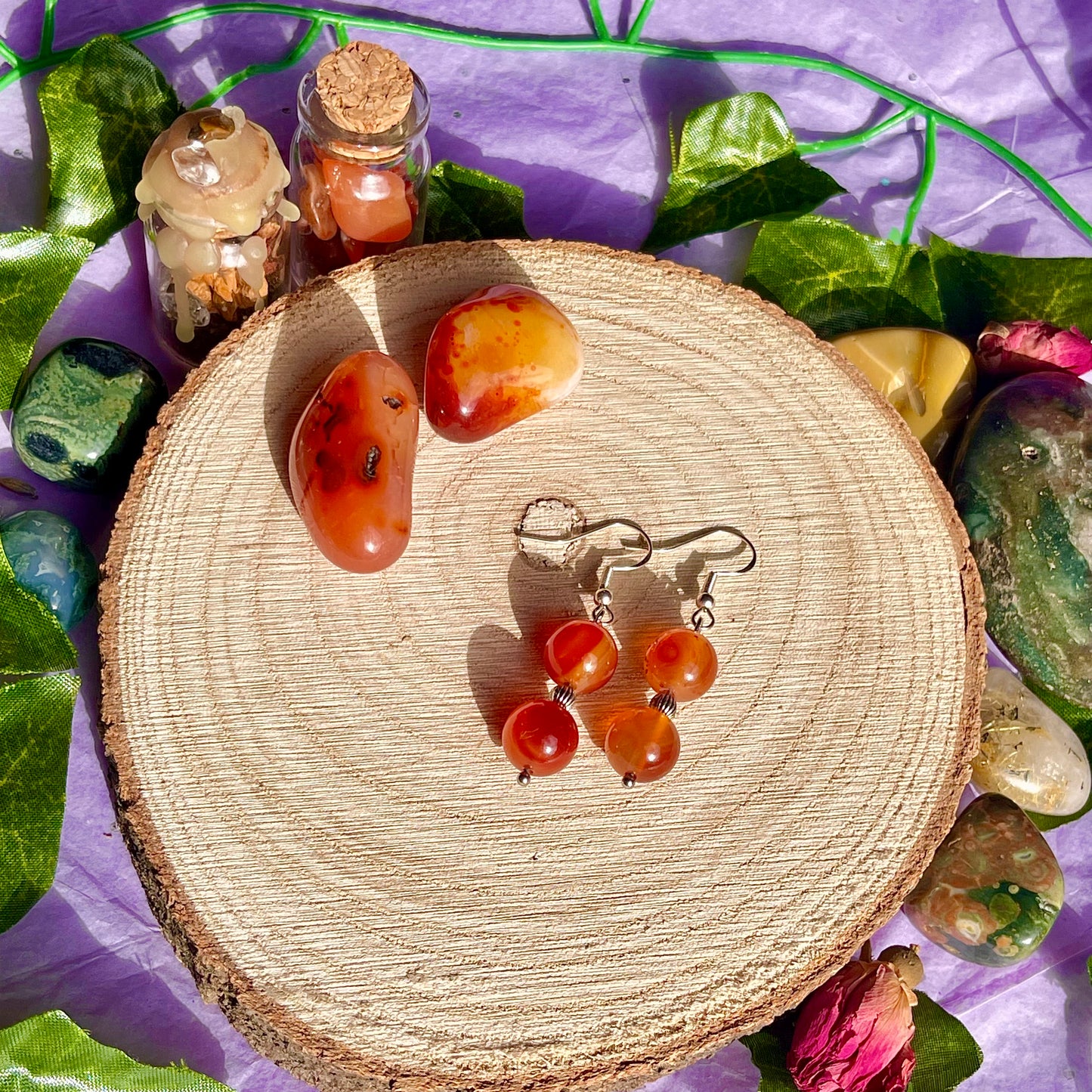 carnelian earrings on 925 hooks