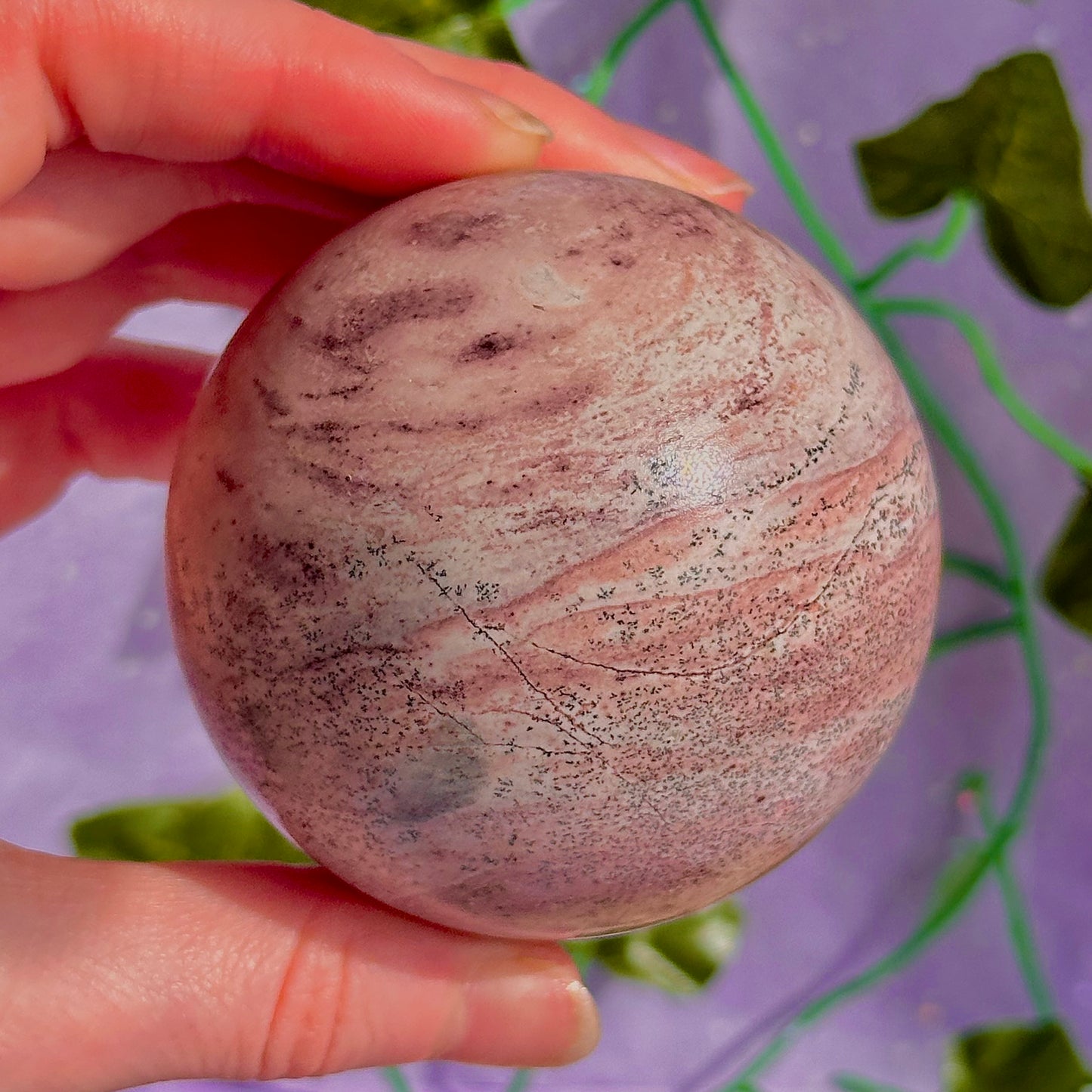 pink picture jasper sphere