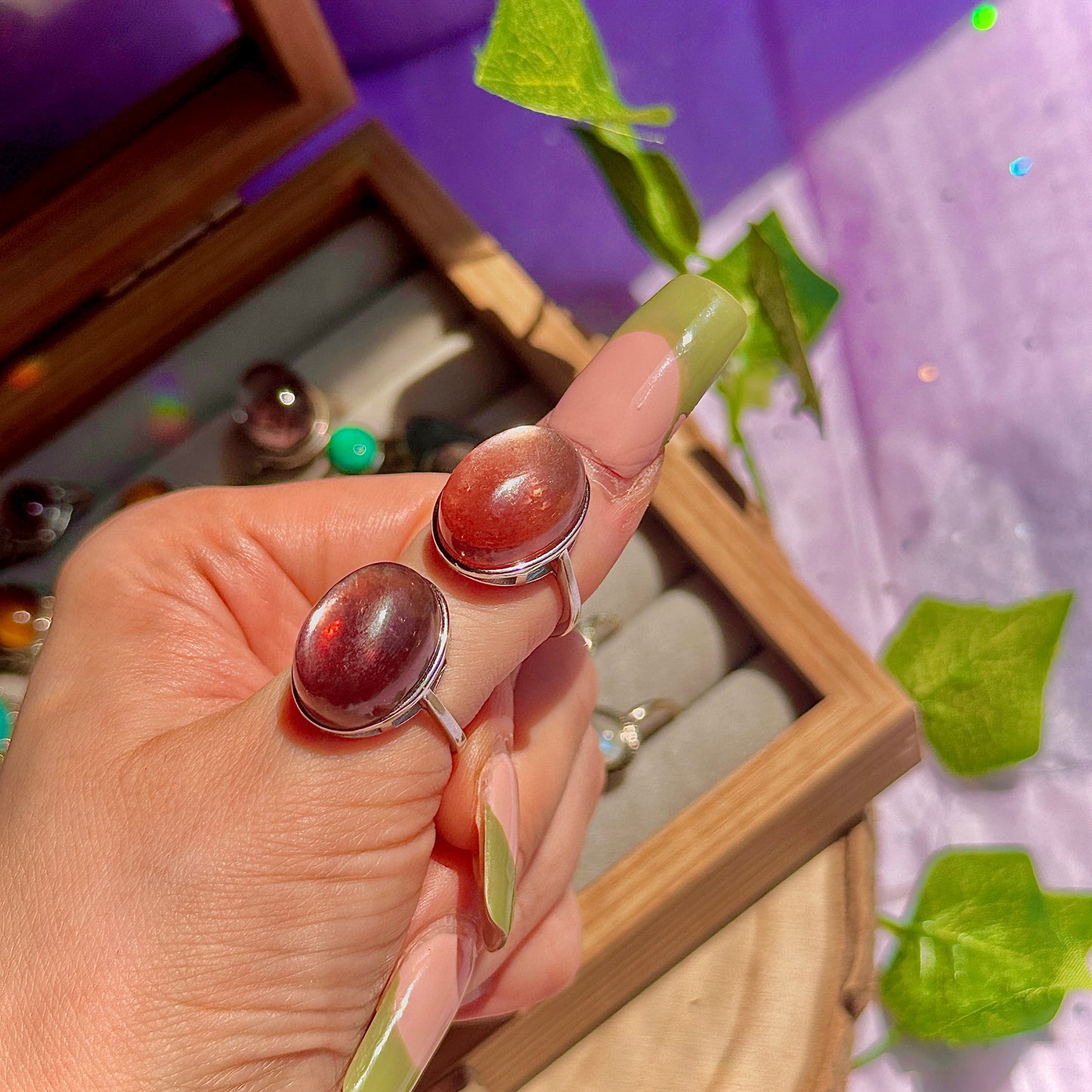 red lepidolite 925 sterling silver adjustable ring
