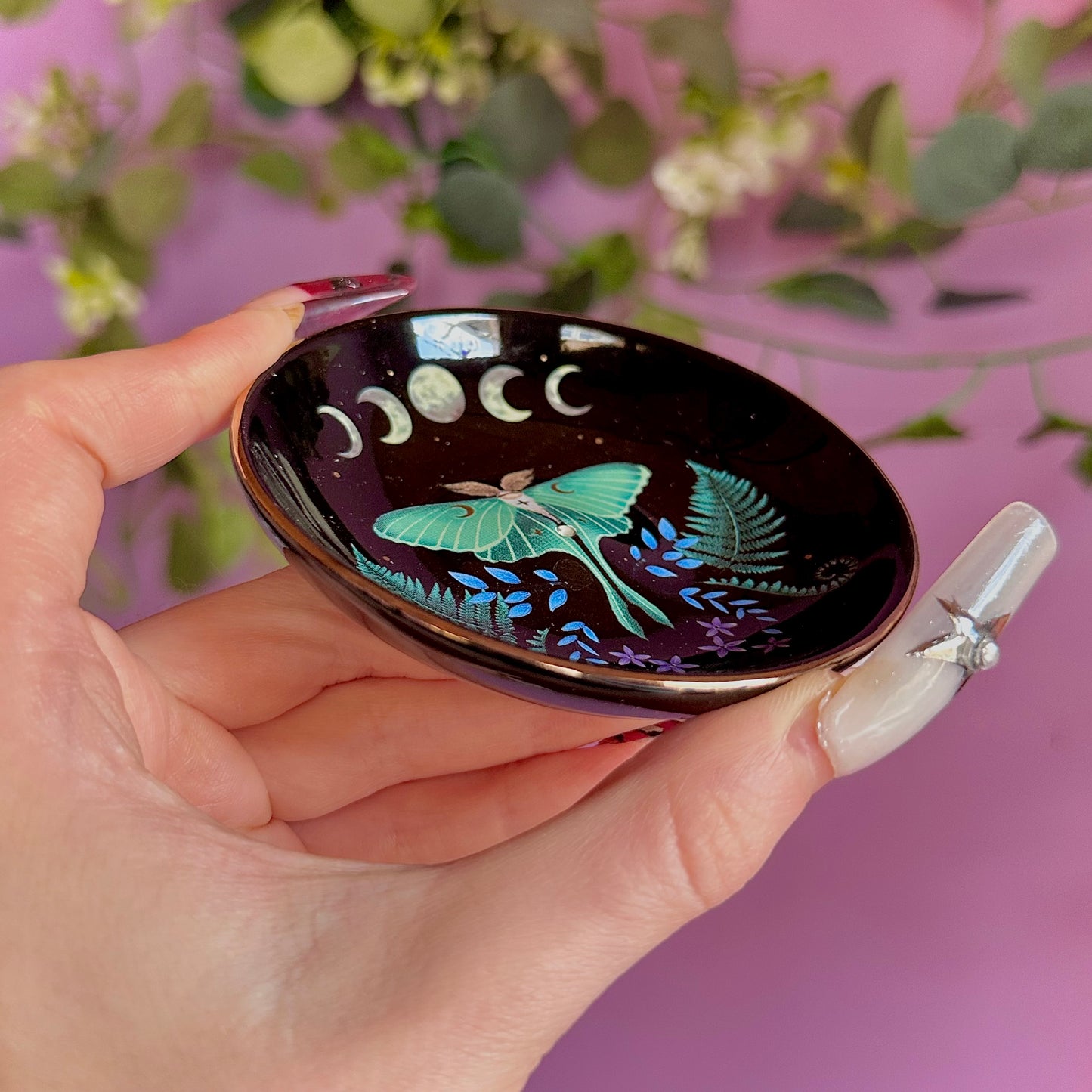 luna moth ceramic incense holder