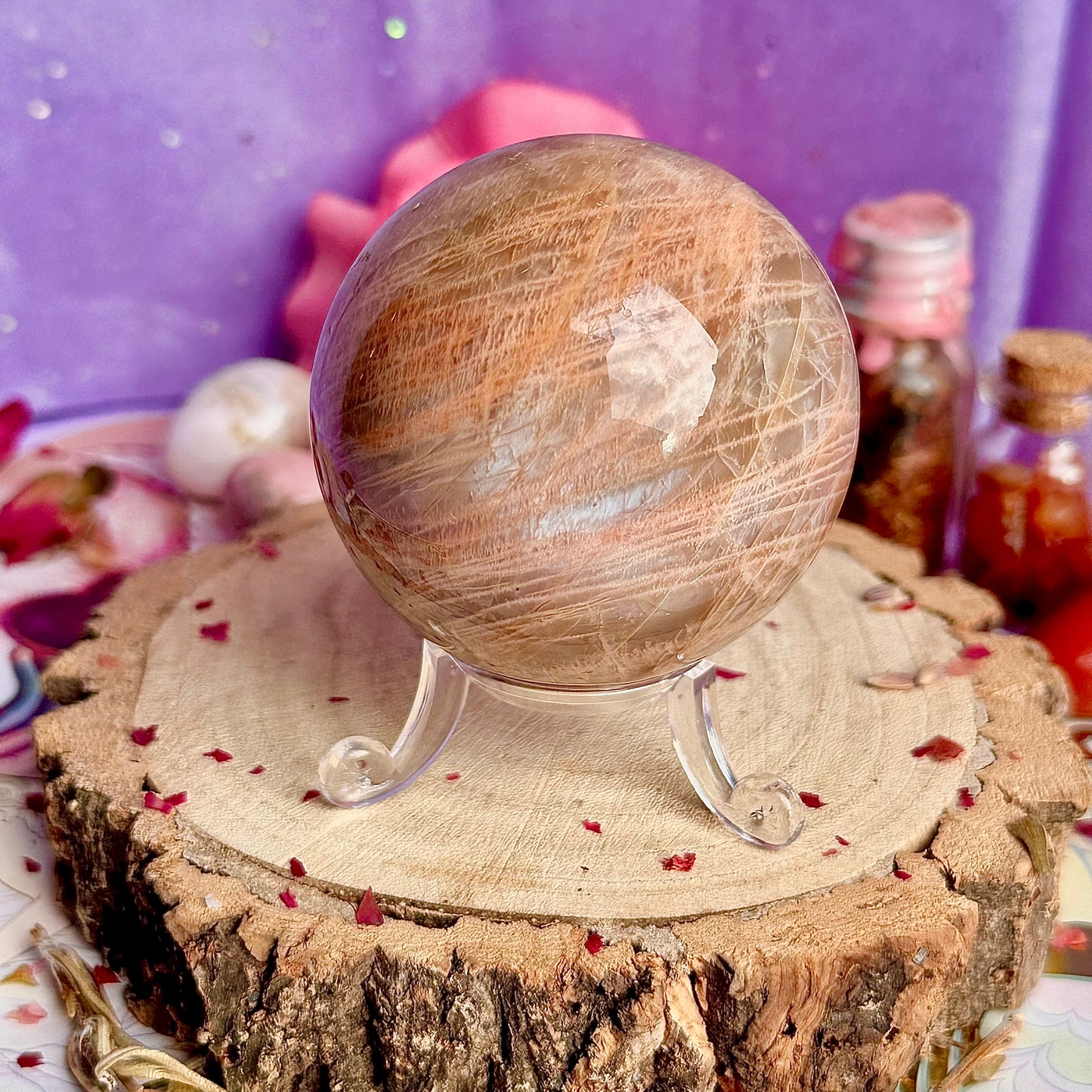 sphère de pierre de lune rose A