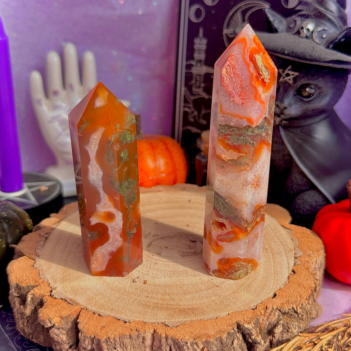 carnelian x moss agate towers ~ choose your own