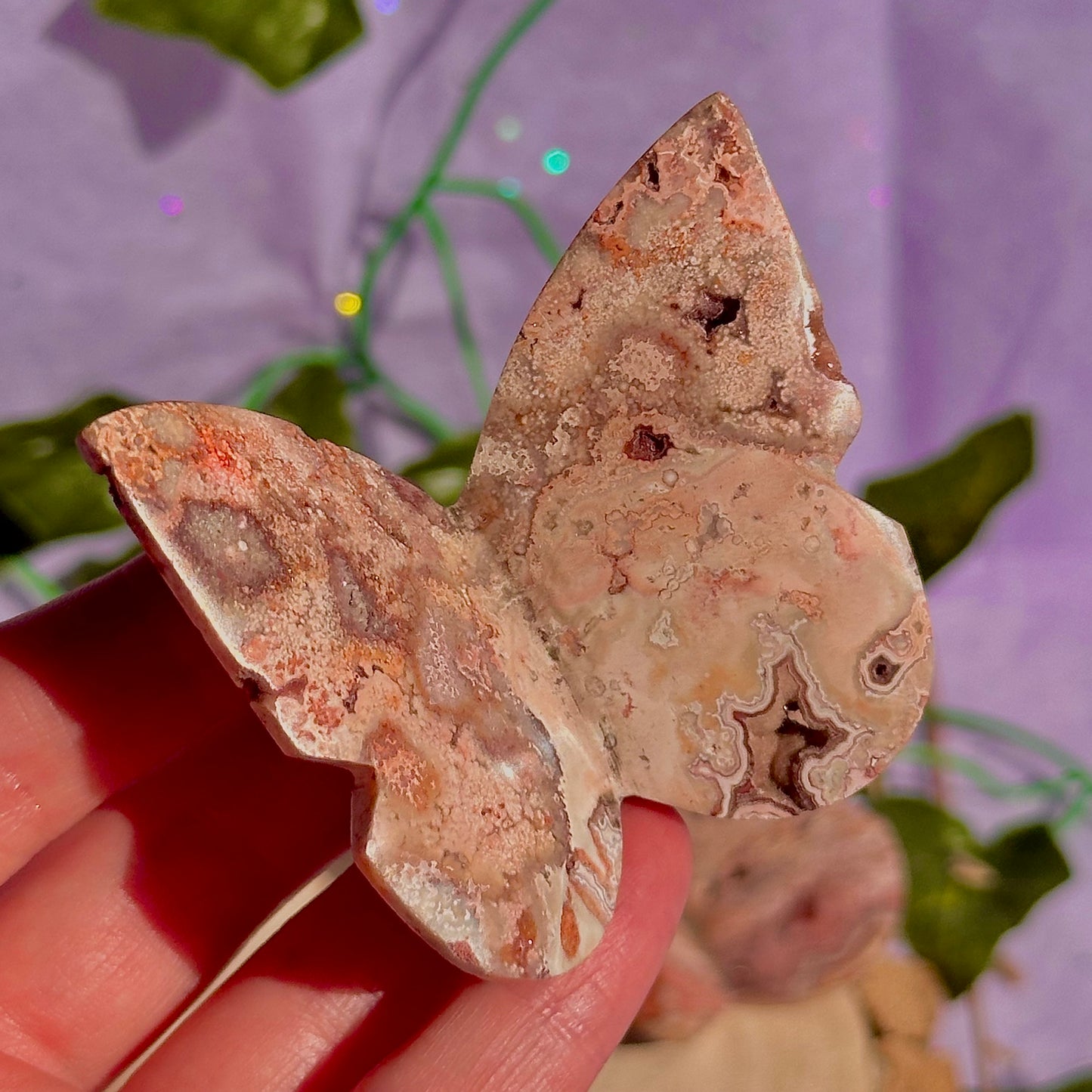 indonesian rare pink lace agate butterflies, self standing ~ choose your own