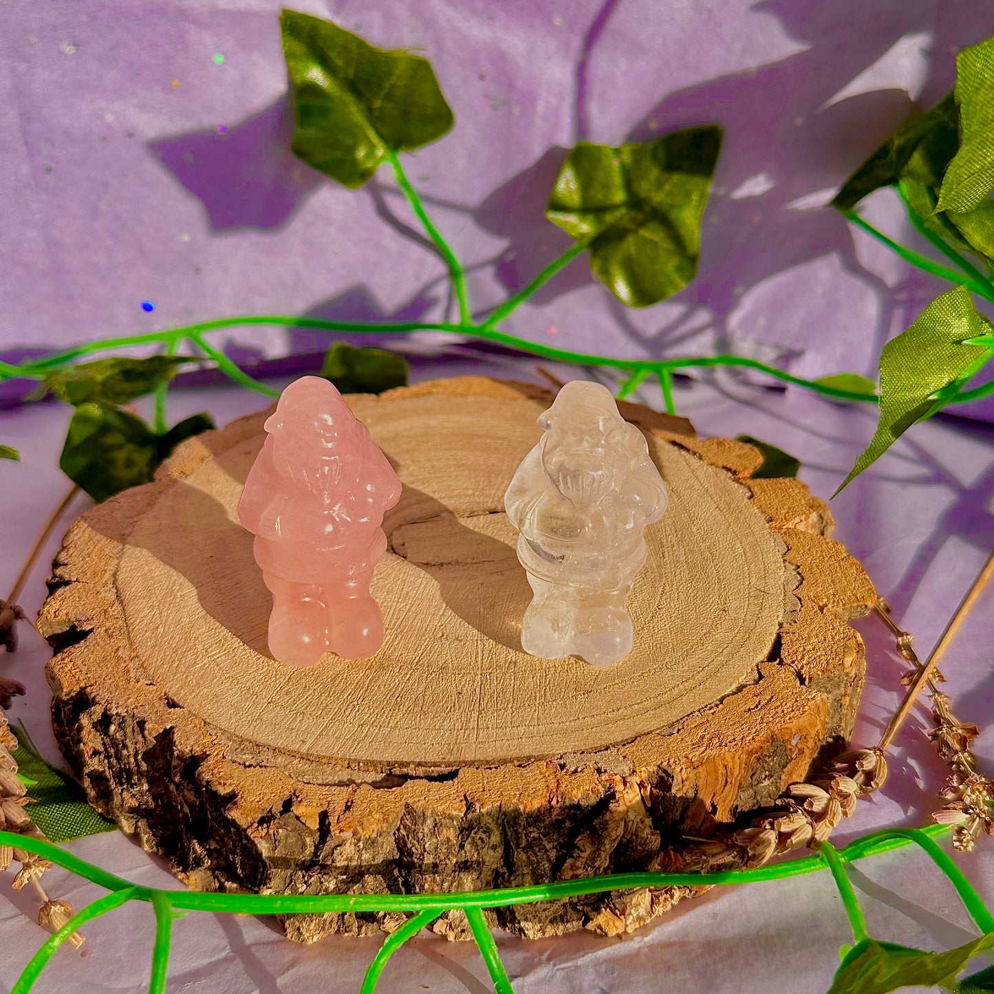 sculptures du père Noël, quartz rose et quartz clair ~ choisissez le vôtre
