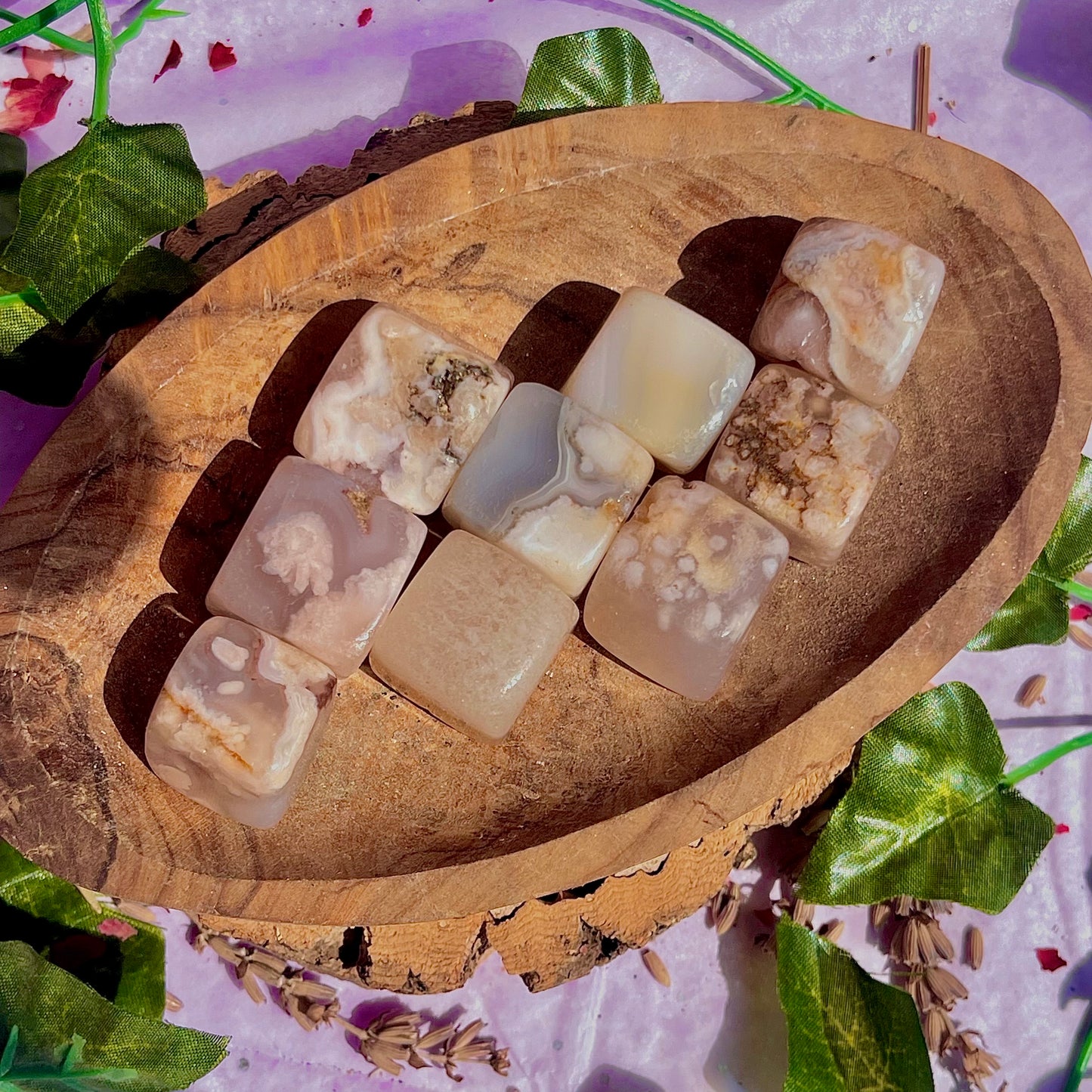 flower agate cubes