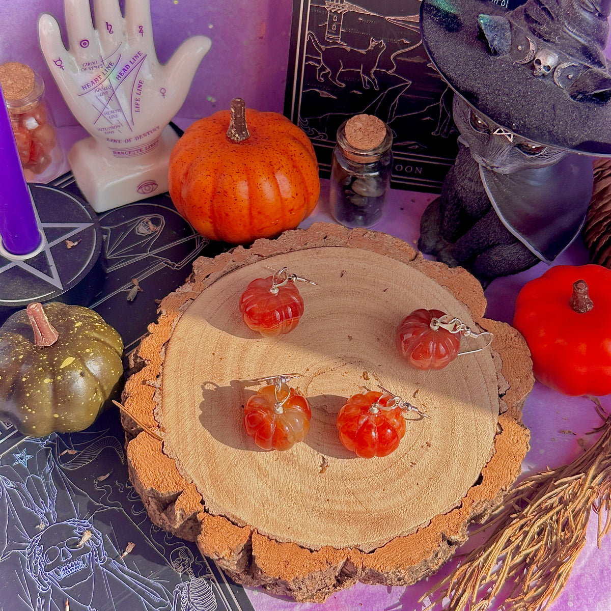 carnelian pumpkin earrings on 925 hooks ~ only 2!