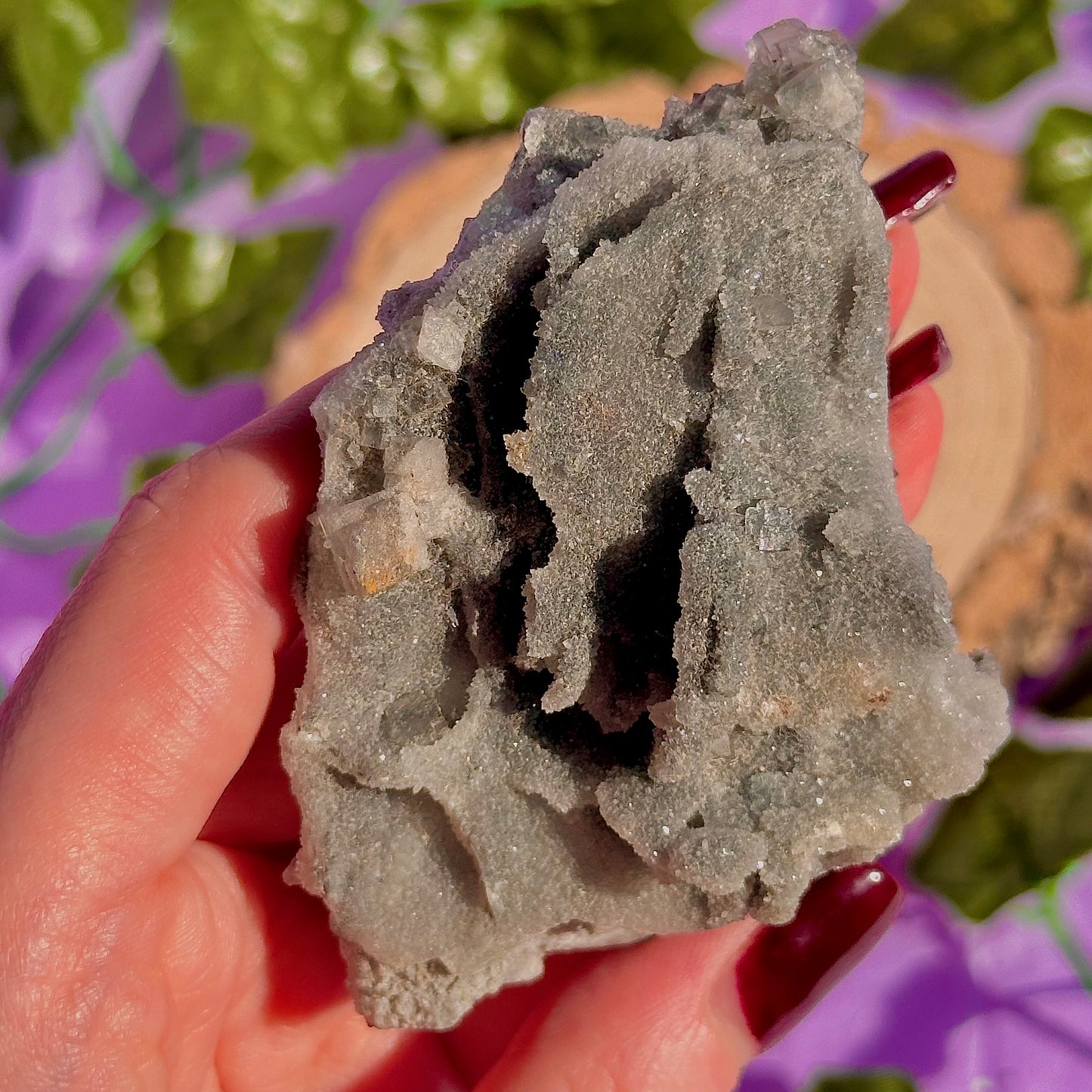druzy quartz specimen with cubic fluorite & mini pyrite flower