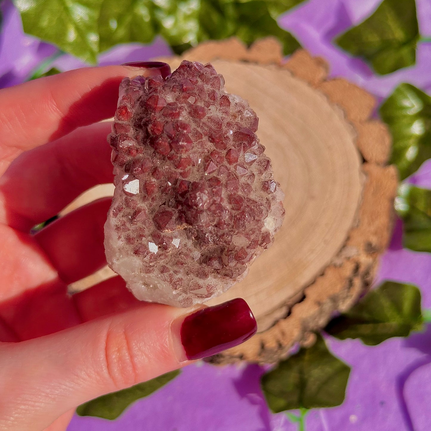 red hematoid quartz cluster