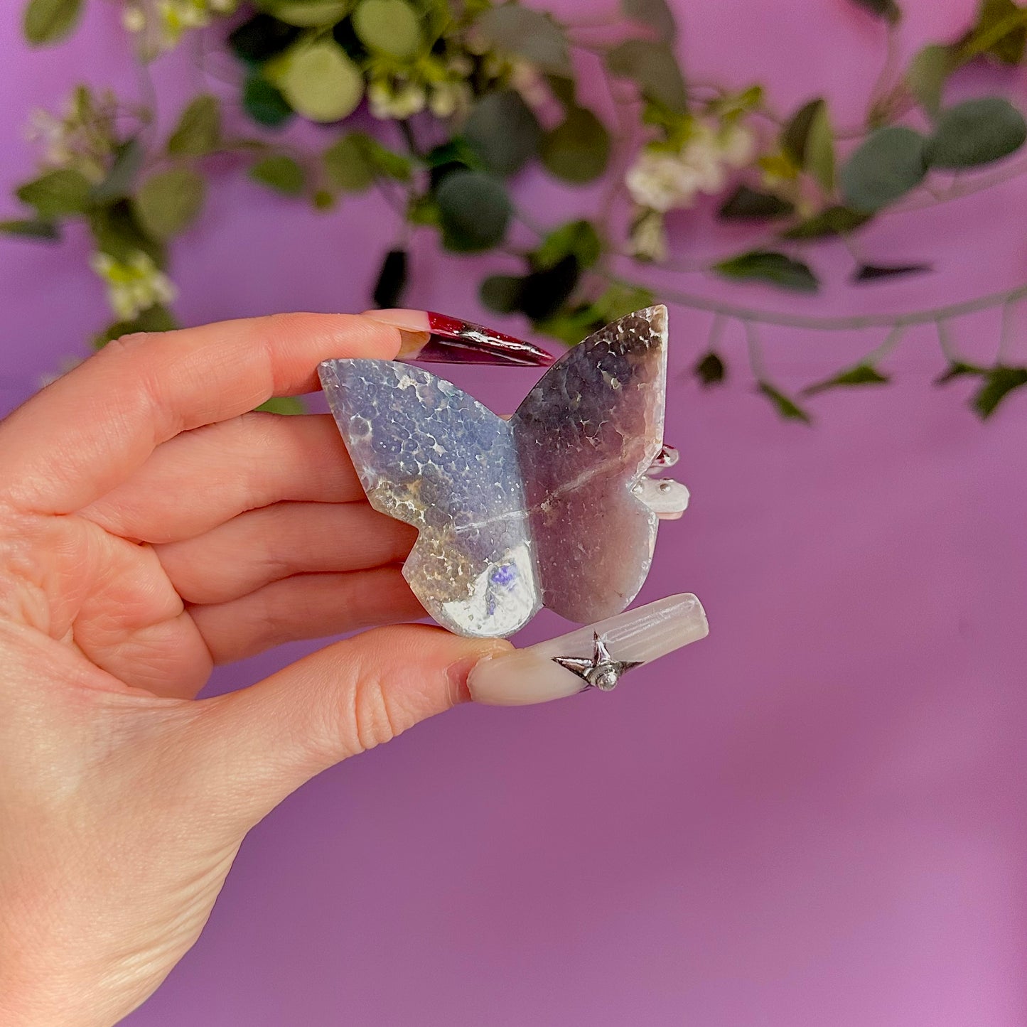 grape agate butterfly carving ~ intuitively chosen