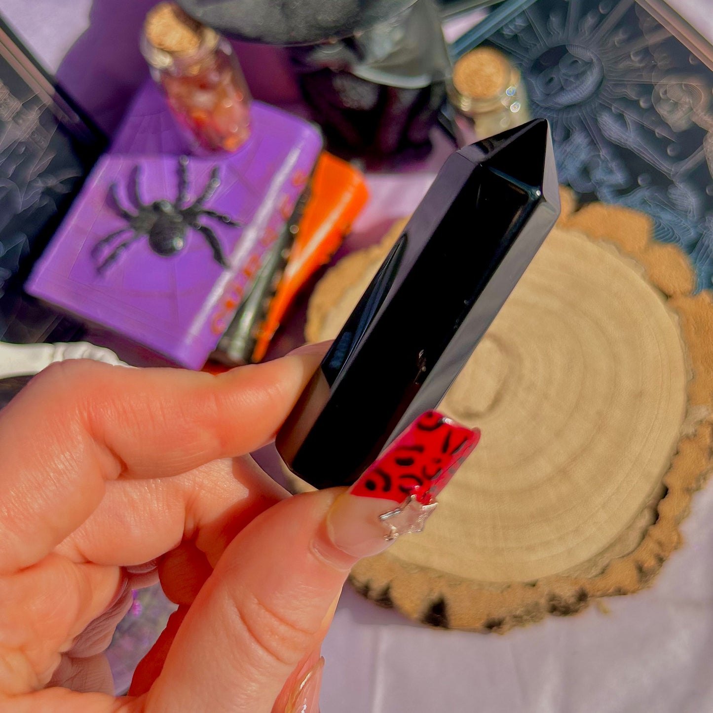 black obsidian point