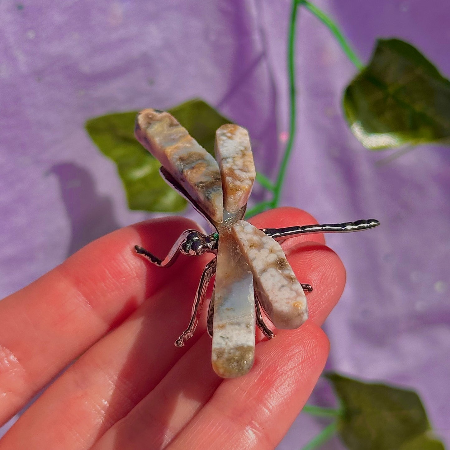 sea jasper butterflies on stand & dragon fly carving ~ choose your own