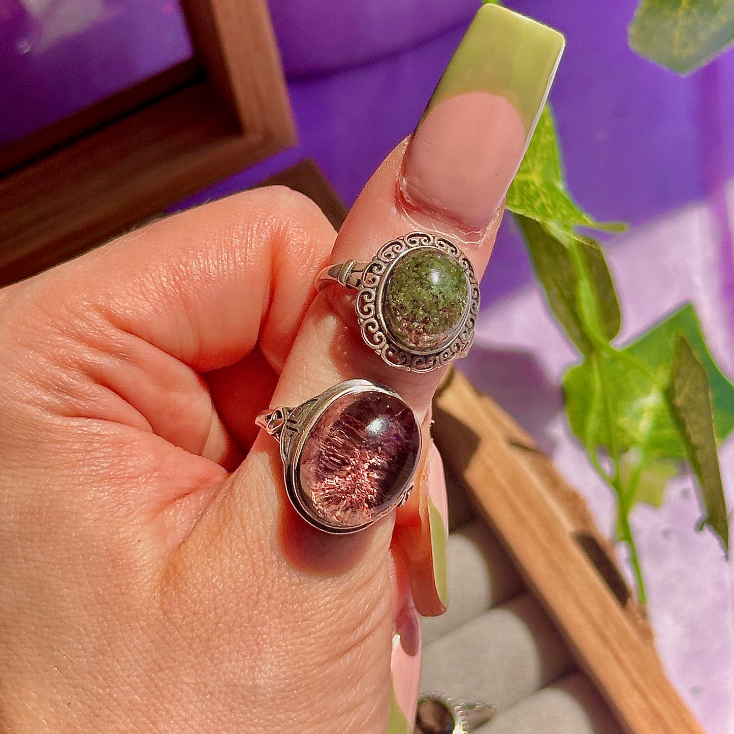 garden quartz 925 sterling silver adjustable ring