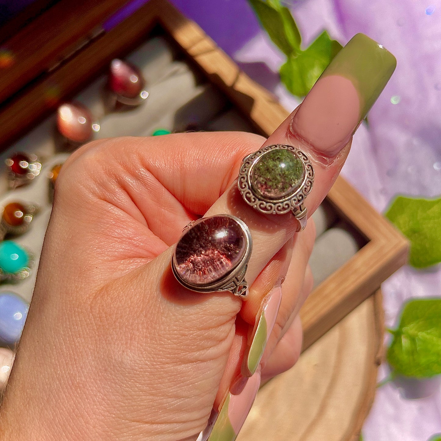 garden quartz 925 sterling silver adjustable ring
