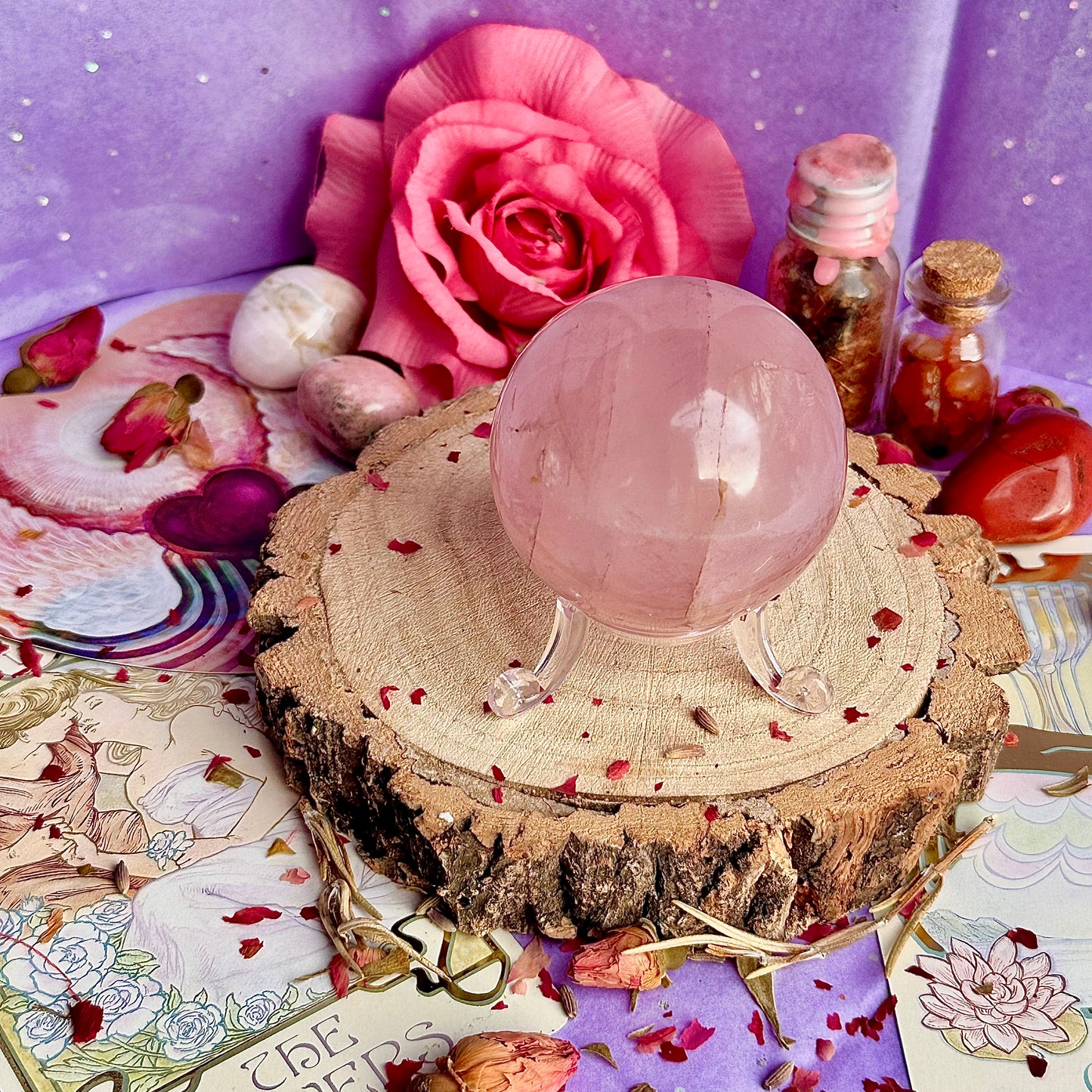 starlight asterism rose quartz sphere A