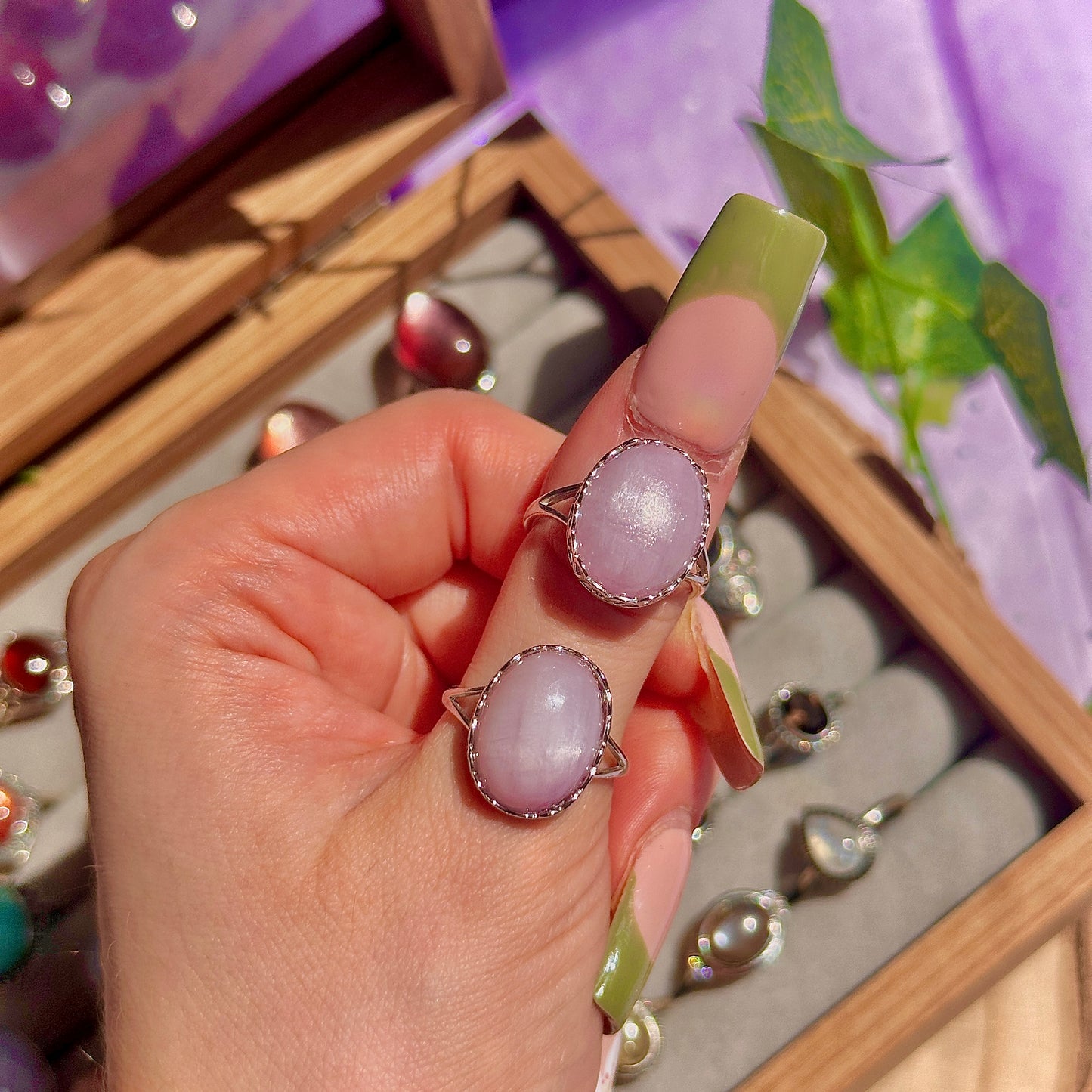 kunzite 925 sterling silver adjustable ring
