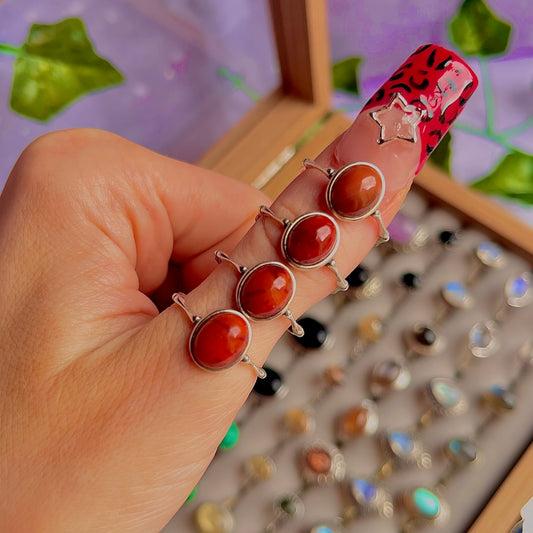carnelian style B ~ 925 sterling silver adjustable rings / intuitively chosen