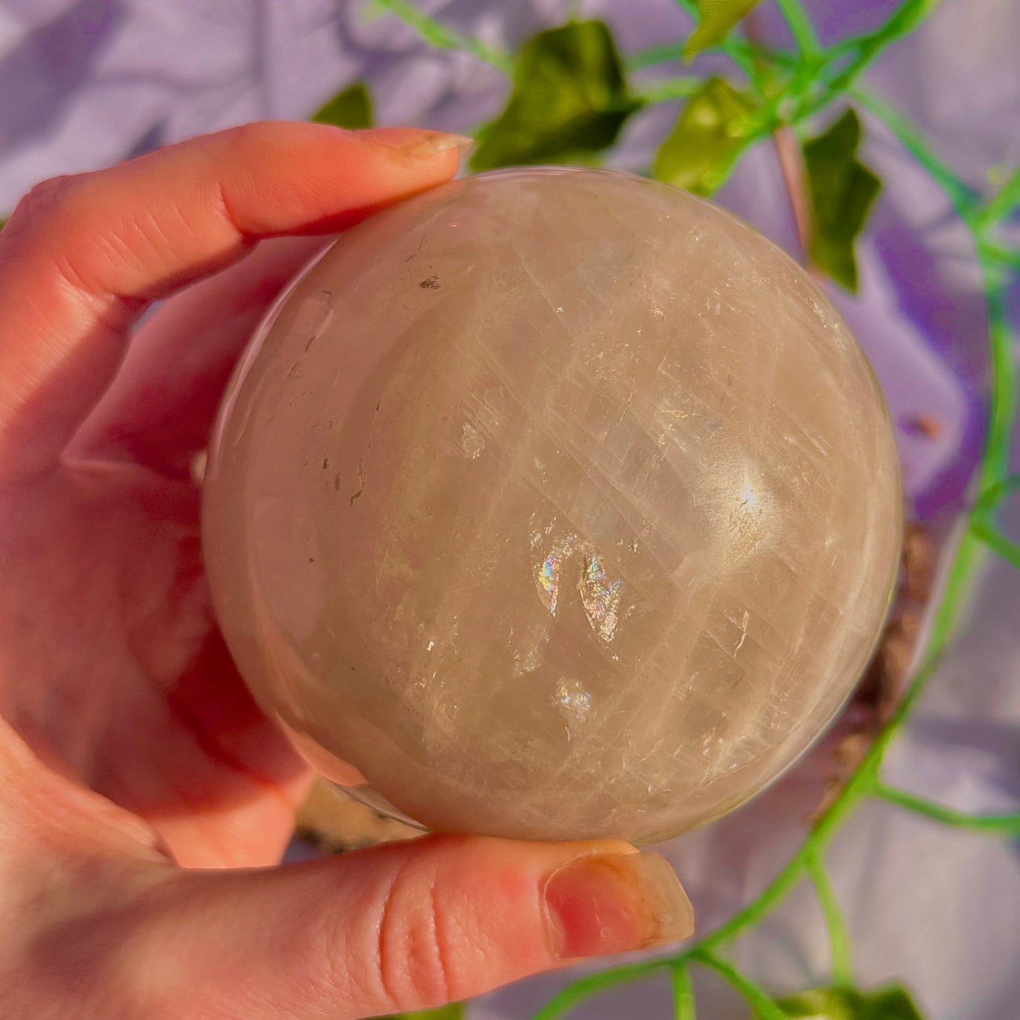 sphère de quartz rose bleu ~ 626g