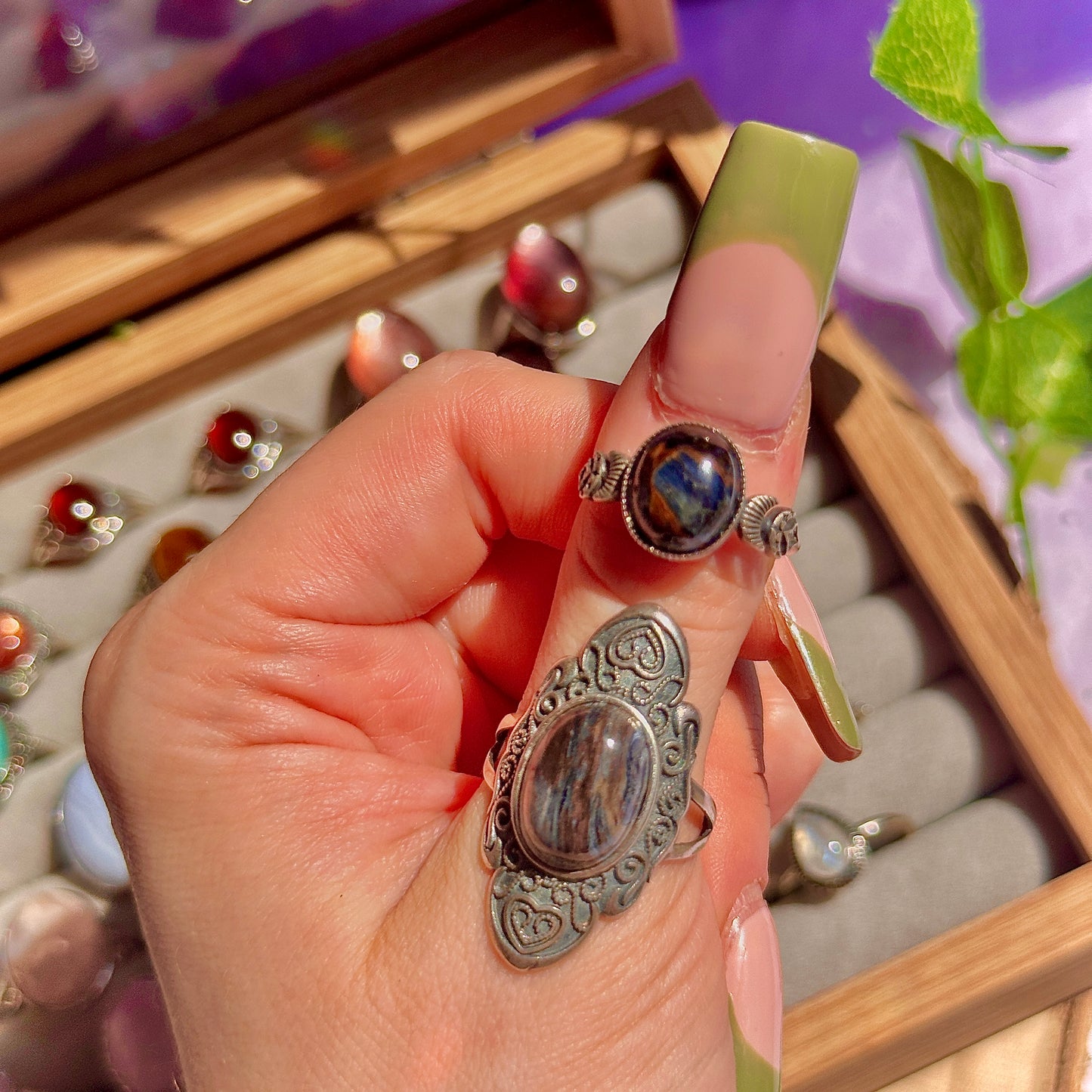 pietersite 925 sterling silver adjustable ring