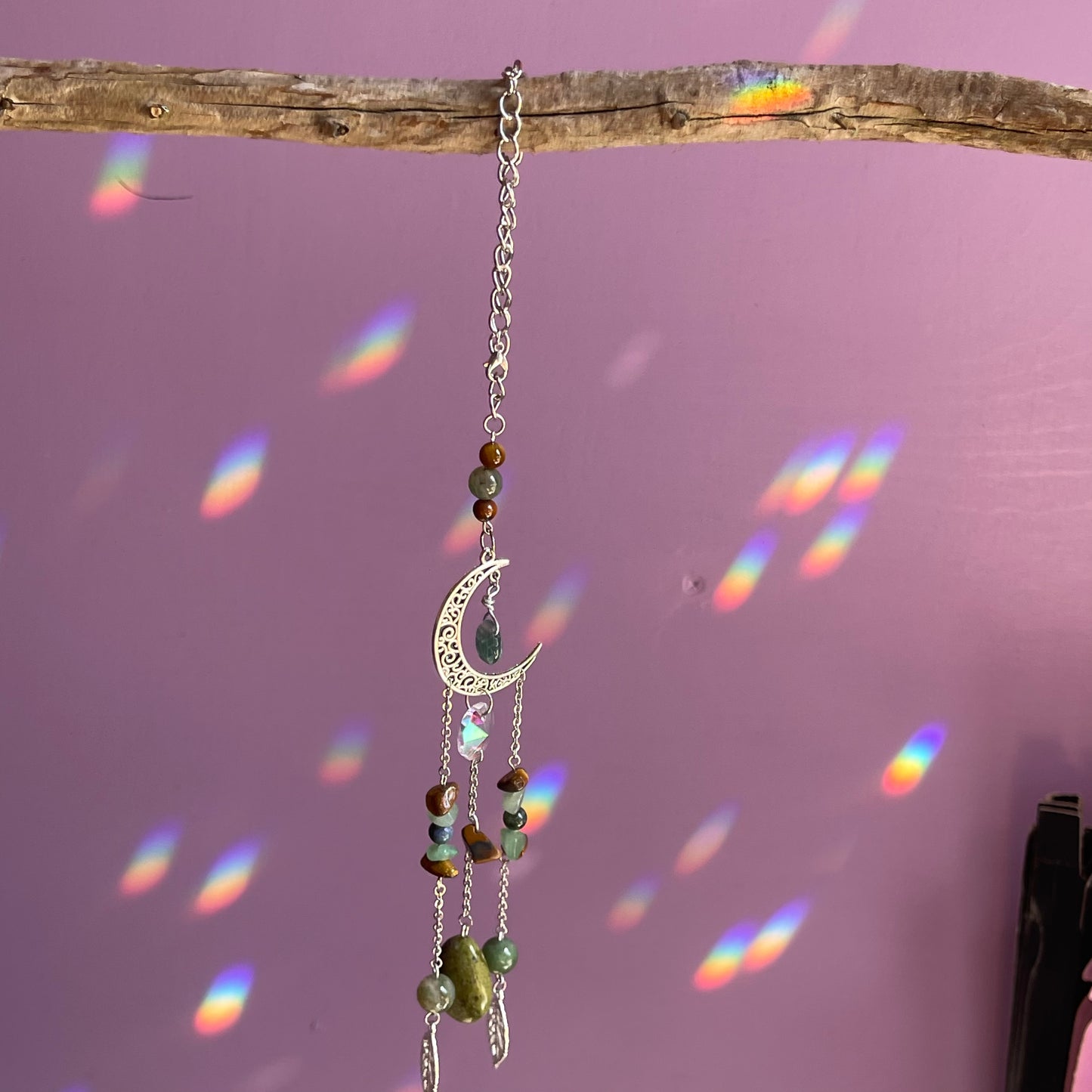 waning crescent car charm
