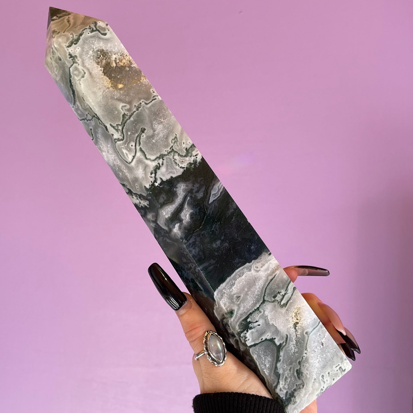 moss agate tower 1.16kg
