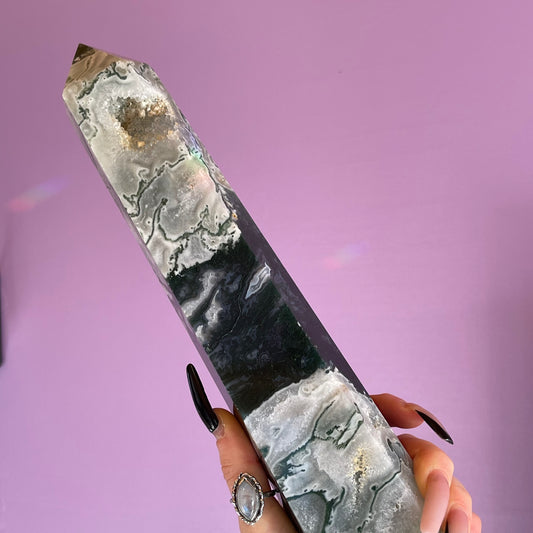moss agate tower 1.16kg